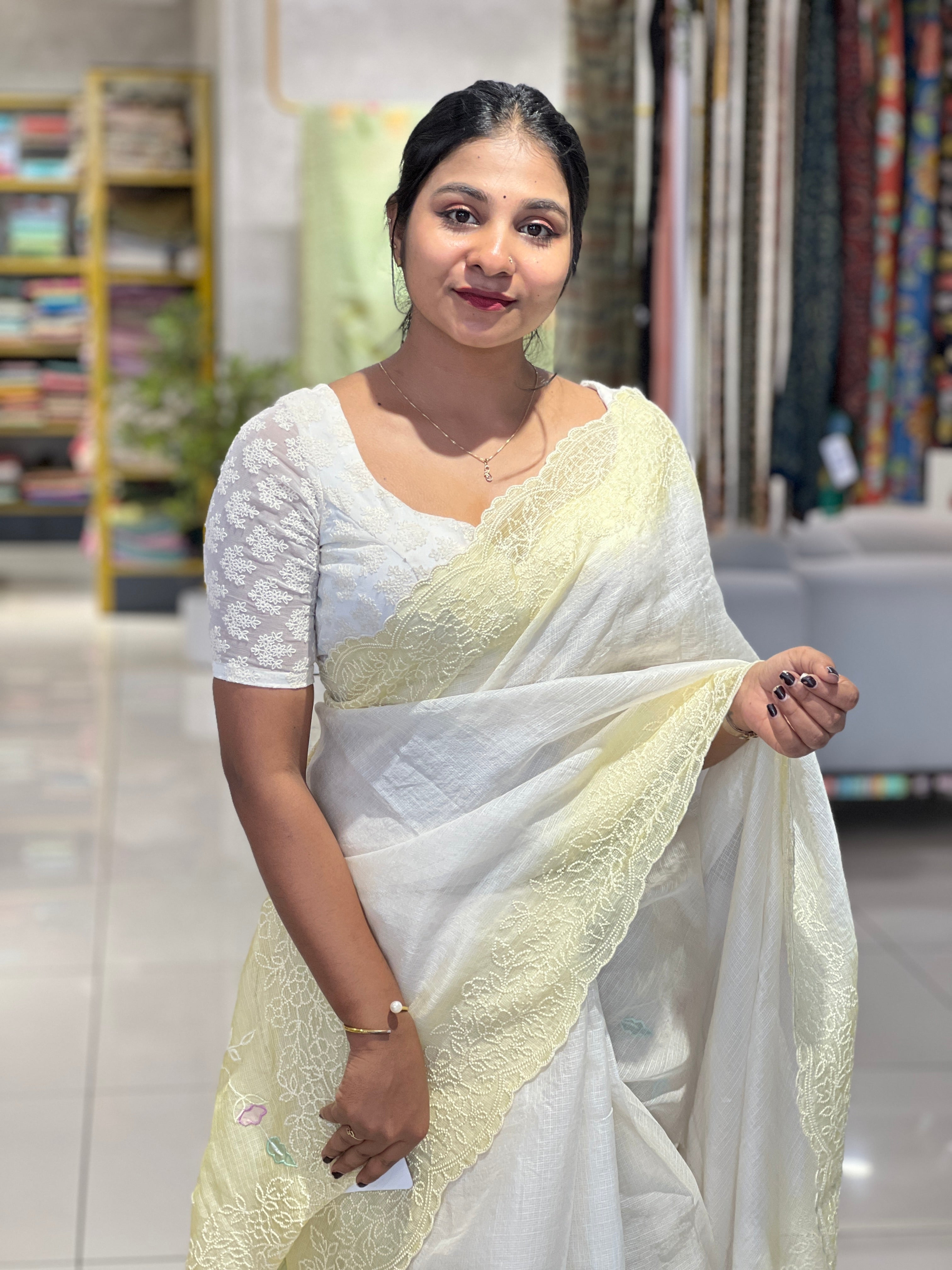 Embroidery Detailed Tussar Kota Saree | SBS970