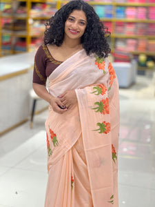 Floral Hand Painted MulCotton Saree | JKL472