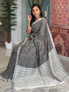 Shibori Print Patterned Matka Tussar Saree | UVS102