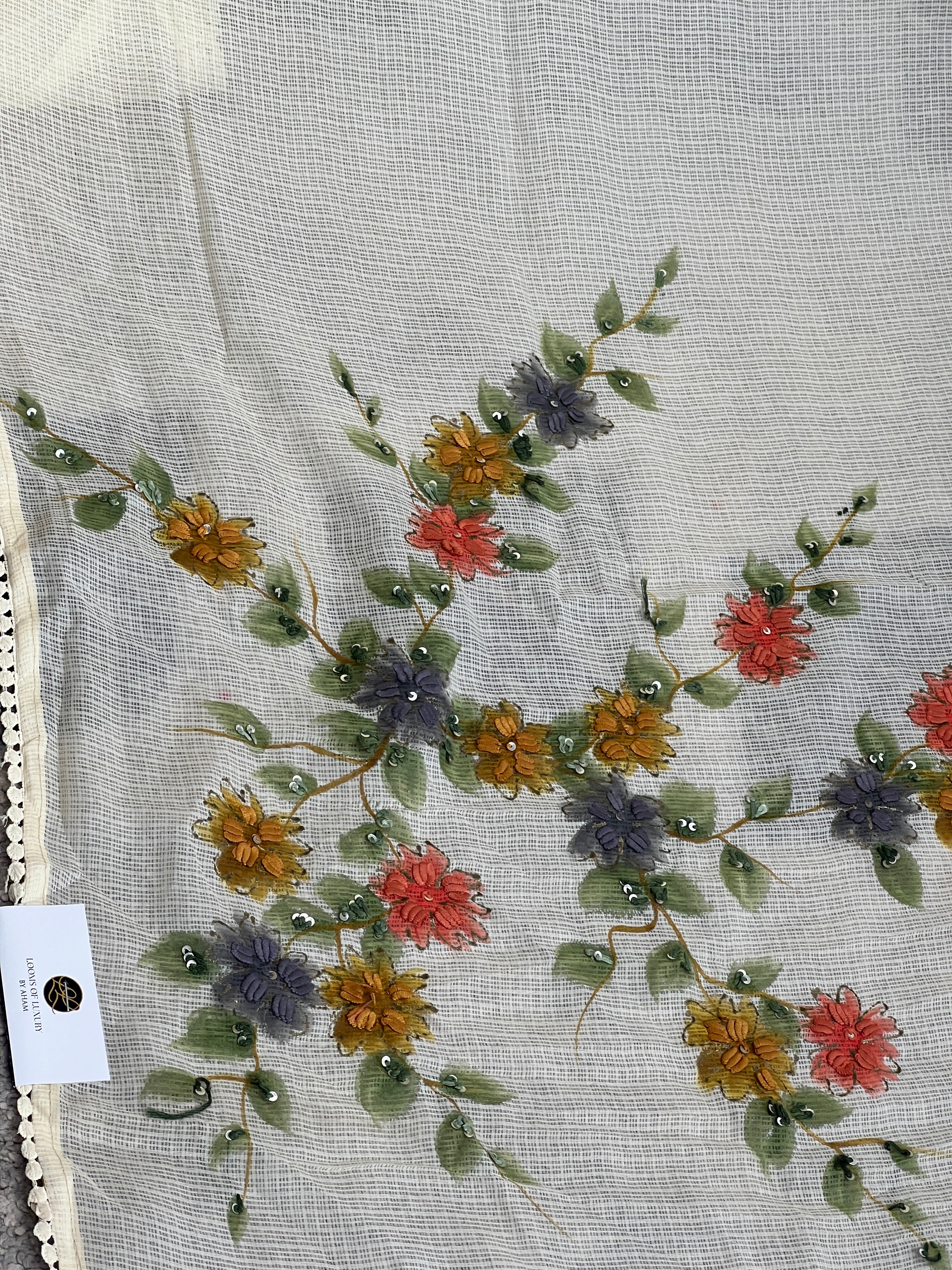 Floral Paint With Embroidery Highlighted Kota Saree | BLD1977