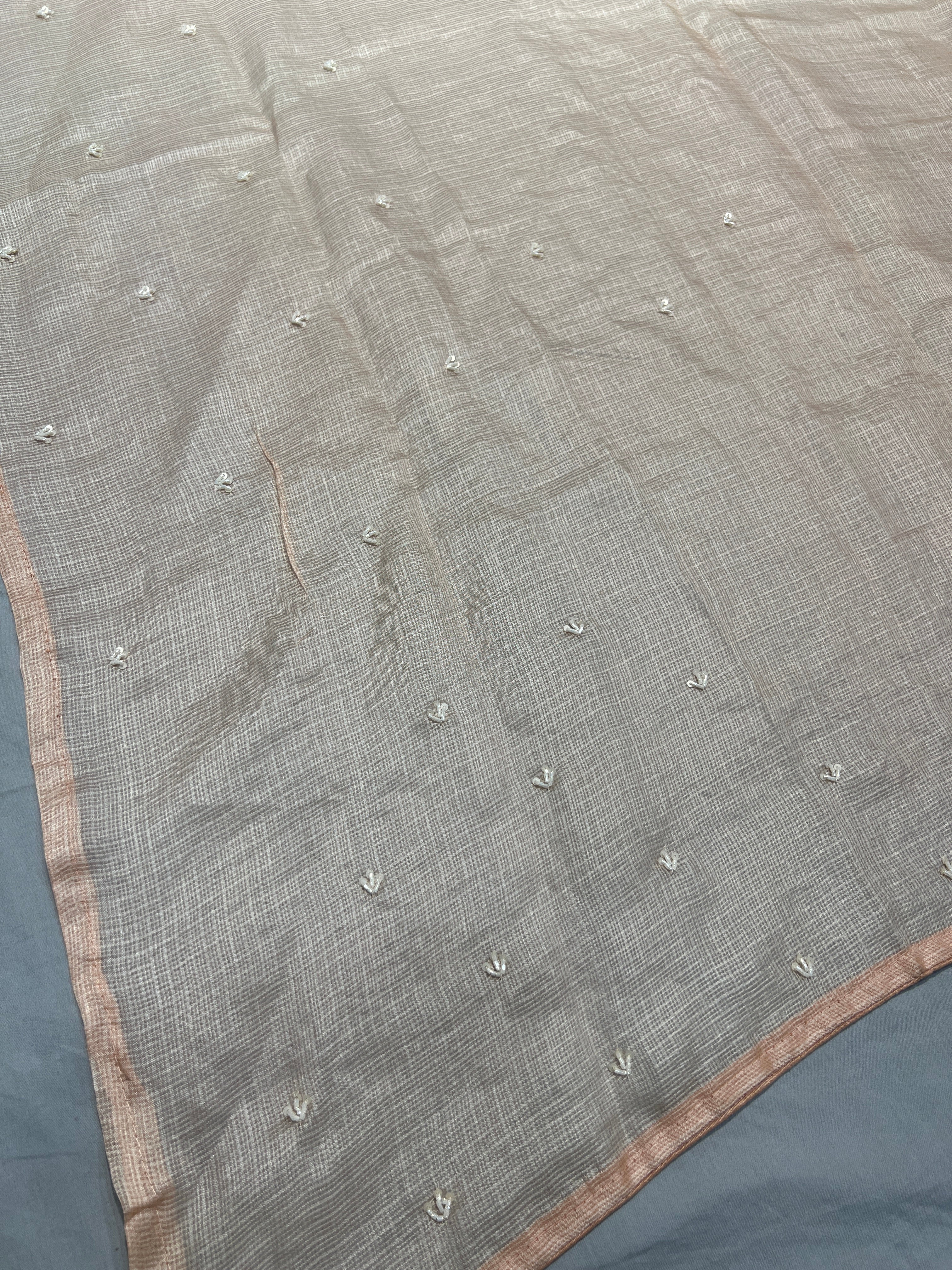 Floral Crushed Applique Worked Tussar Kota Saree | SBS979