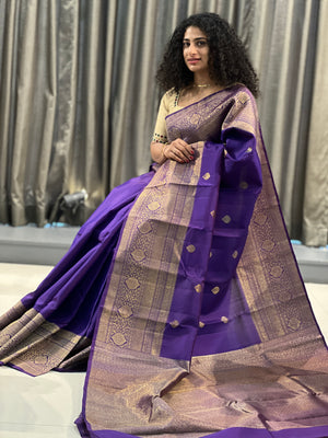Violet Color Zari Weaved Kanchipuram Saree | AK132
