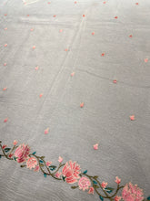 Floral Embroidered Crushed Shimmer Organza Saree | SUN586