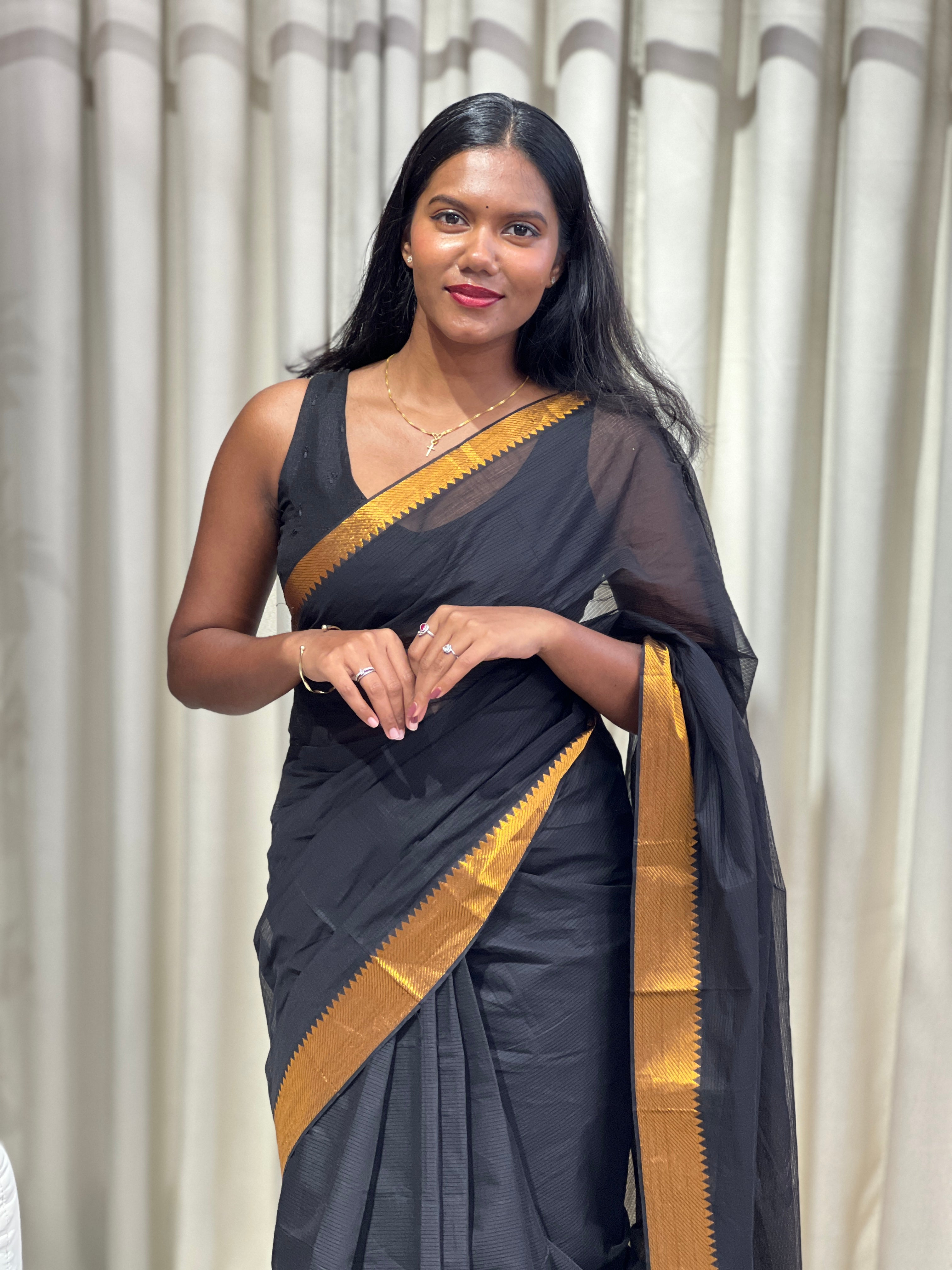 Temple Border Detailed Semi Tussar Saree | AYD207