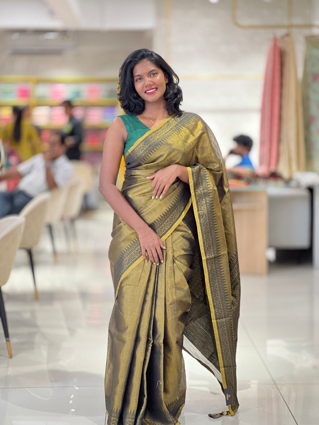 Thread Weaving Pattern Tissue Saree | HT131