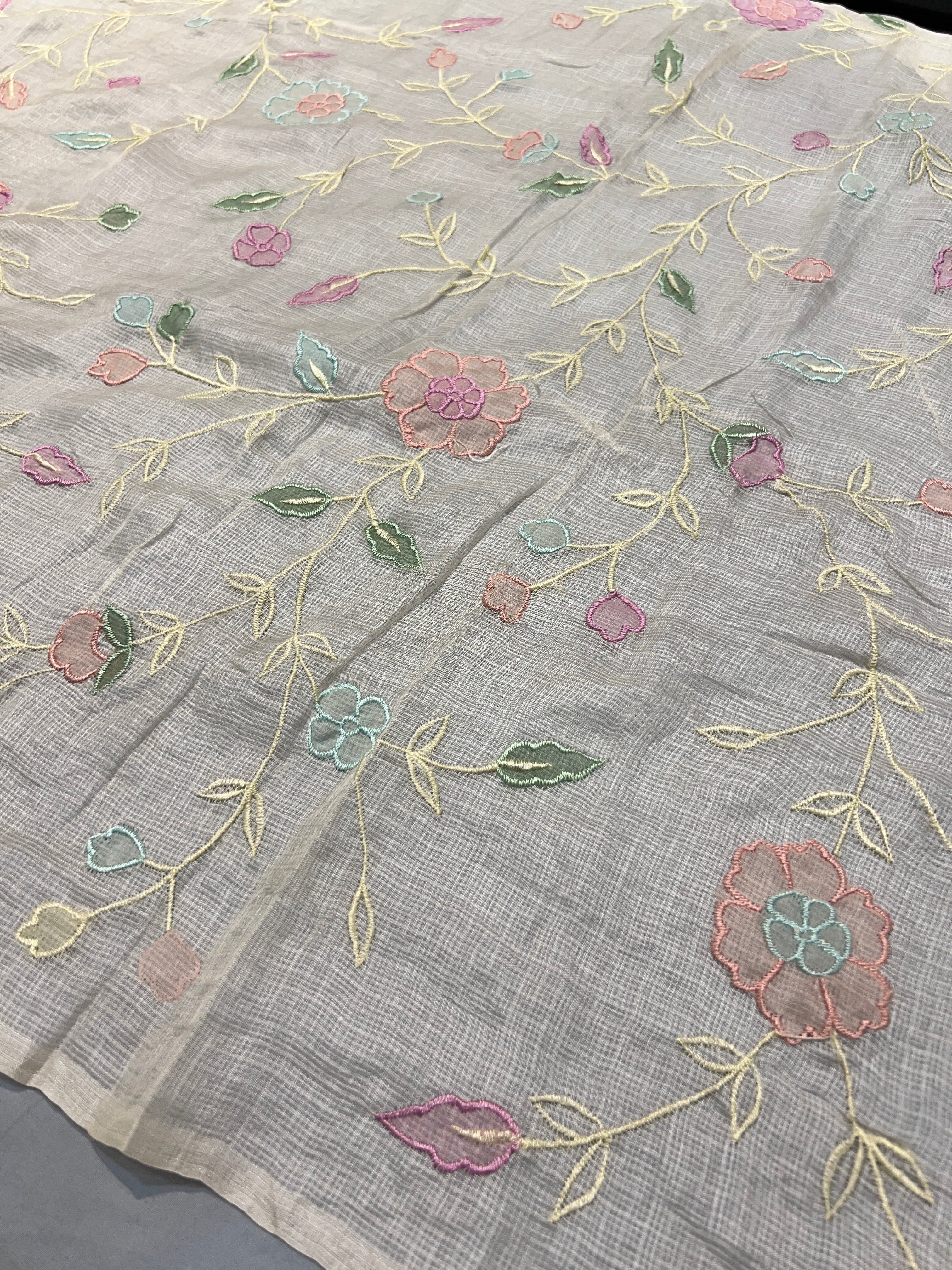 Embroidery Detailed Tussar Kota Saree | SBS970