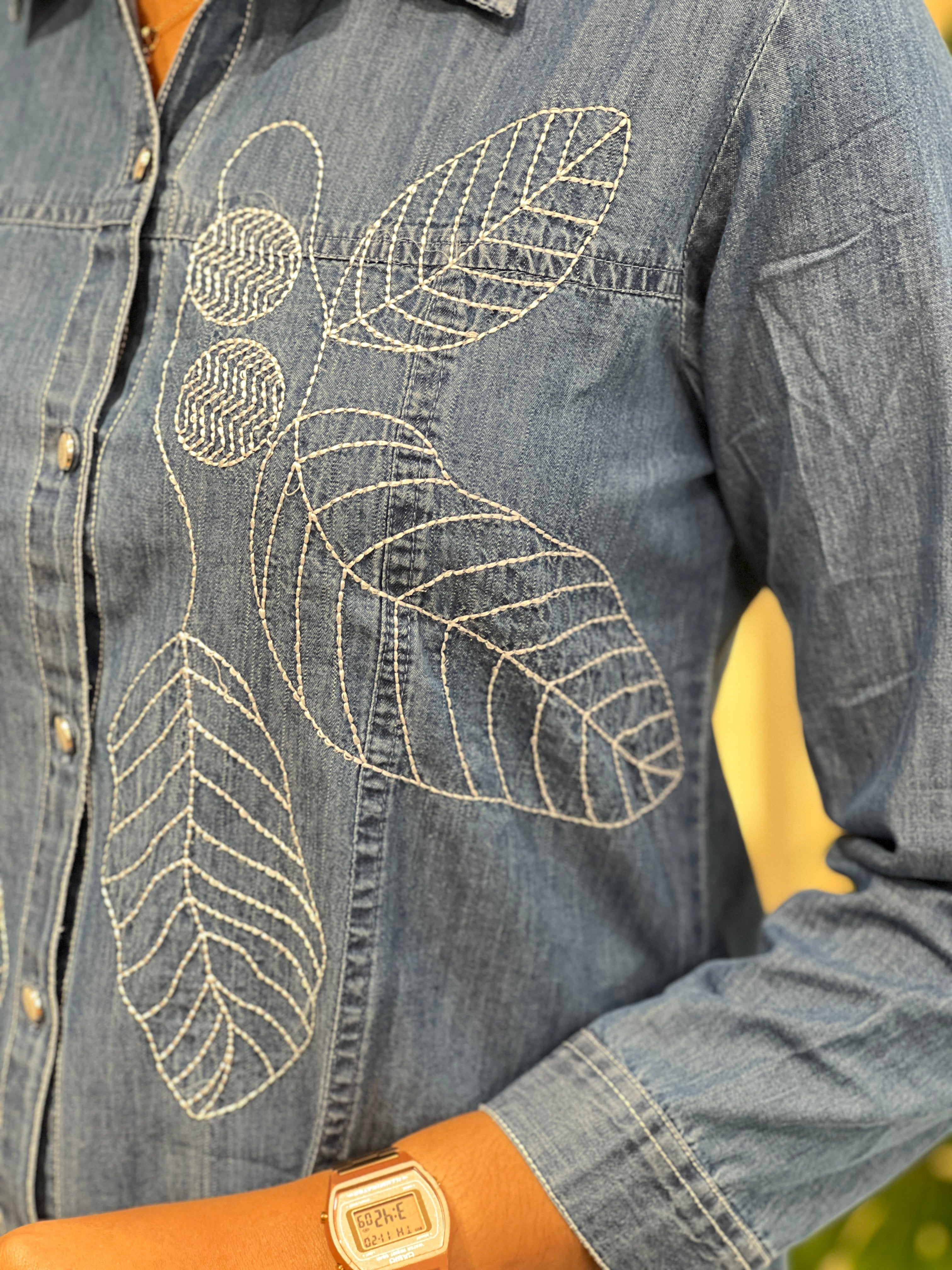 Embroidery Detailed Denim Short Kurta | PGI276