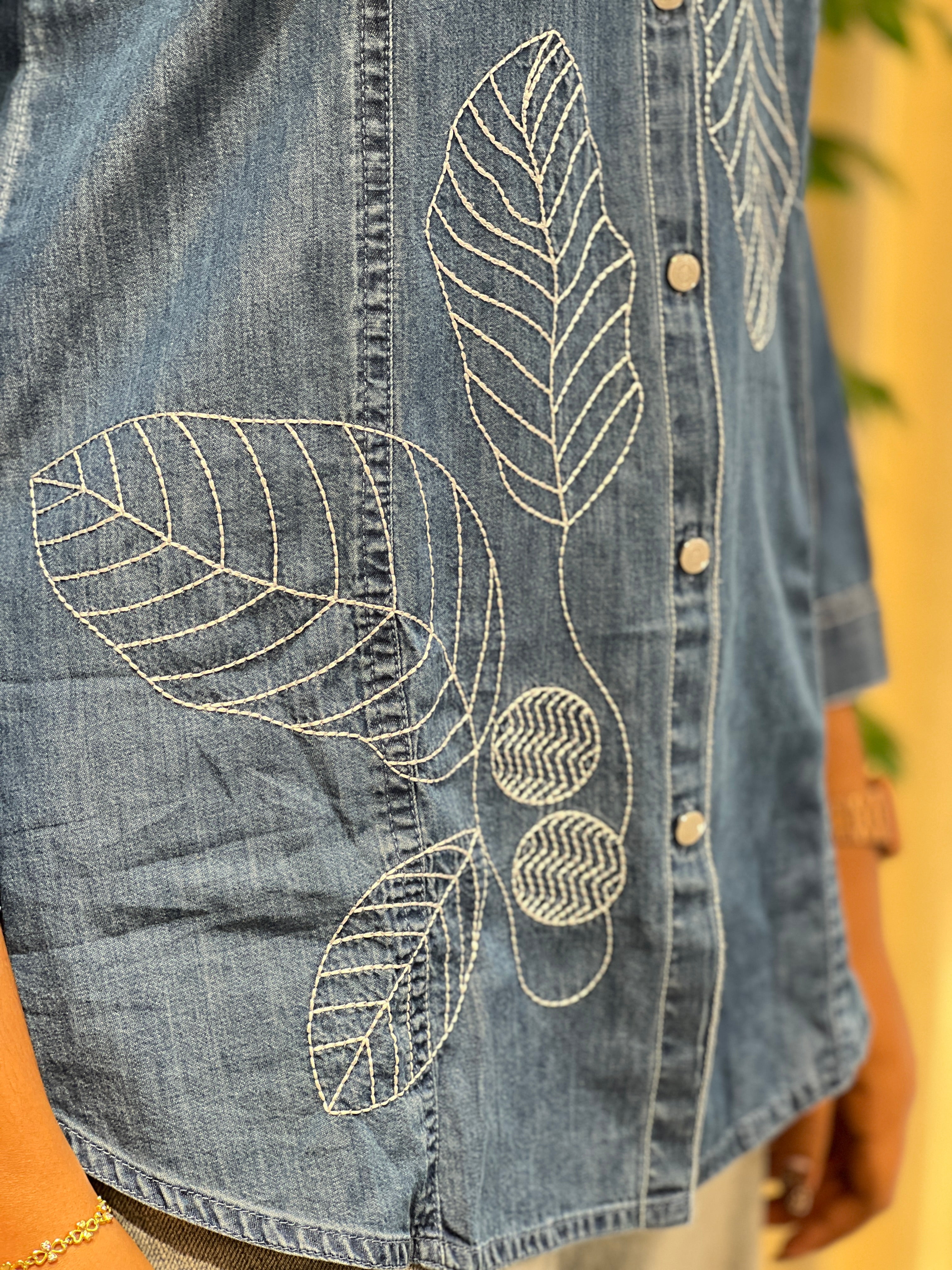 Embroidery Detailed Denim Short Kurta | PGI276