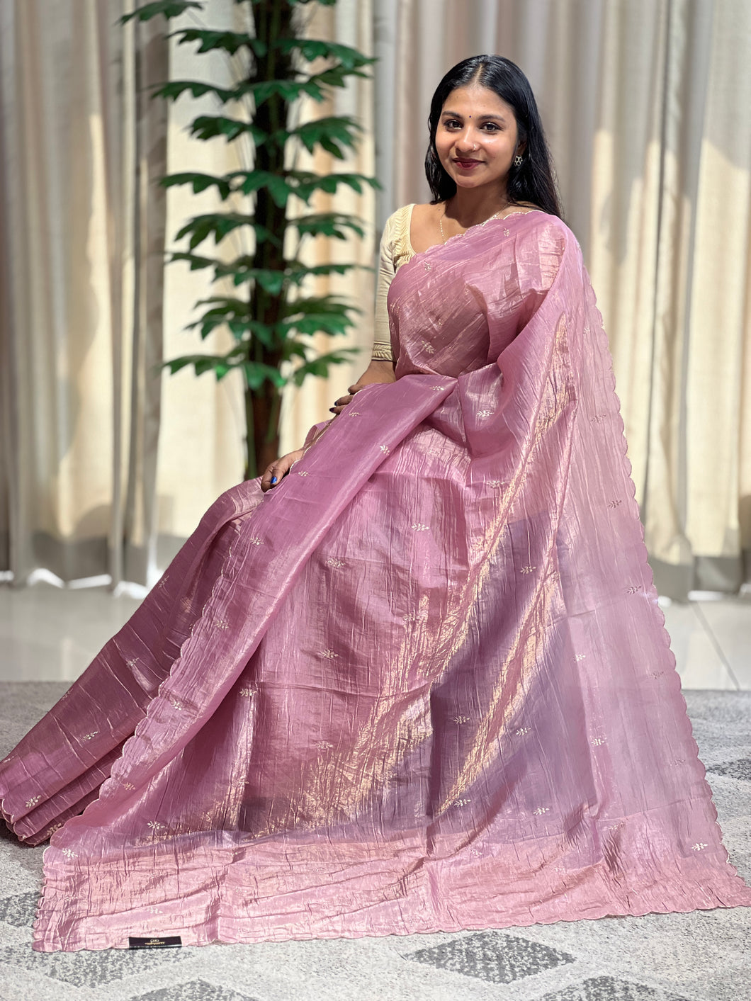 Zari Detailed Shimmer Organza Saree | DVS235