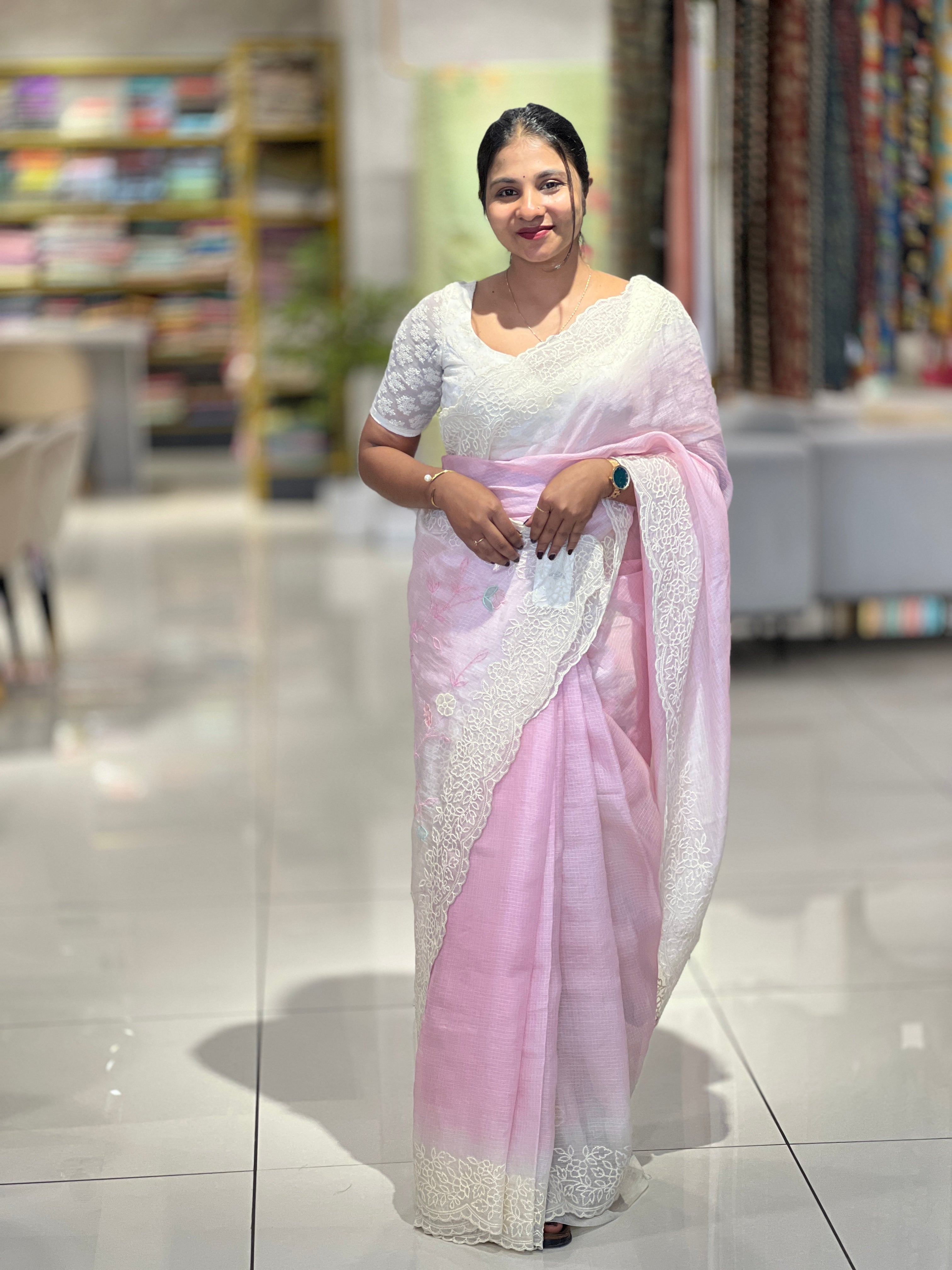 Embroidery Detailed Tussar Kota Saree | SBS971
