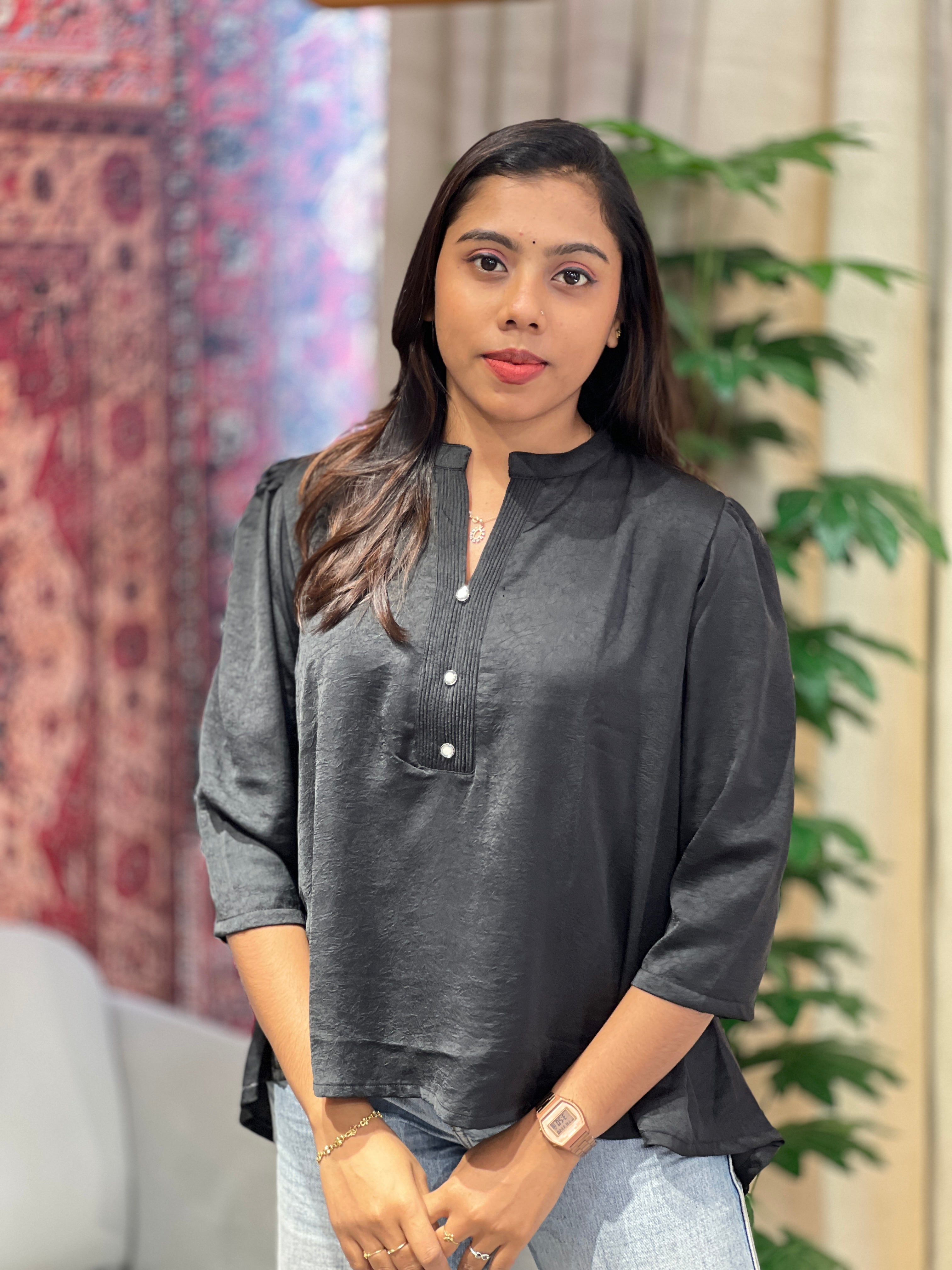 Solid Patterned Crush Silk Short Kurta | PGI274