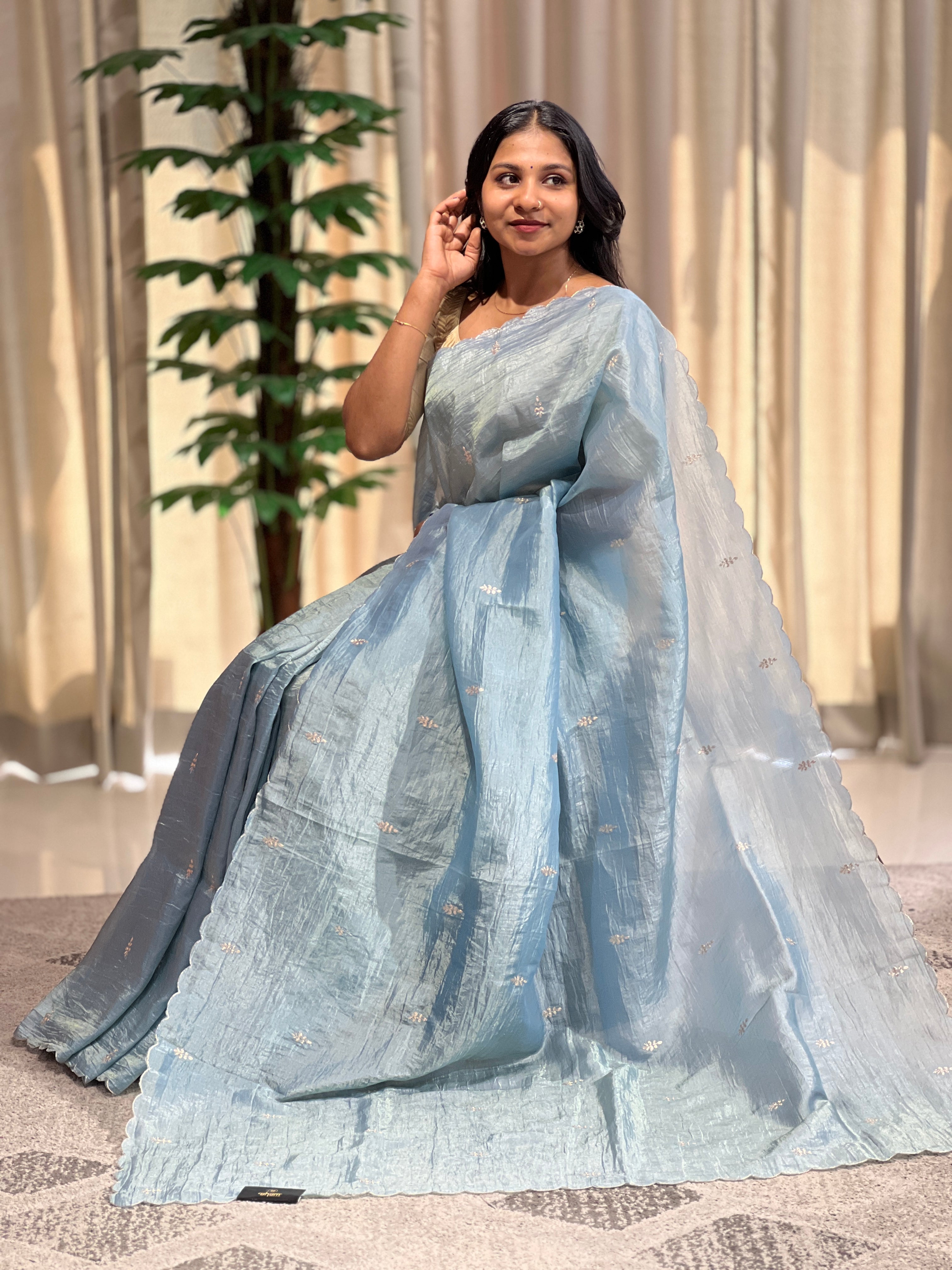 Zari Detailed Shimmer Organza Saree  | DVS238
