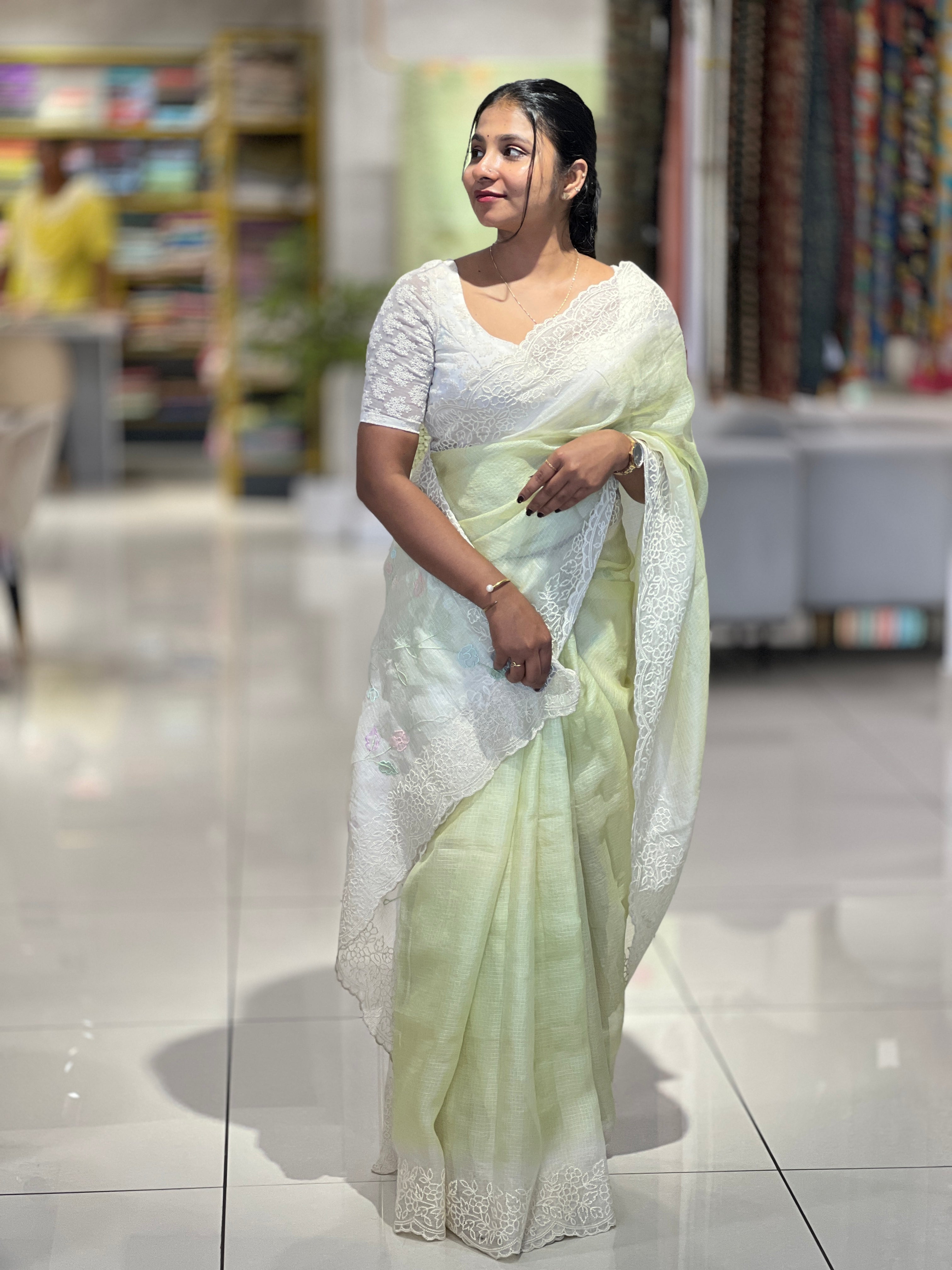 Embroidery Detailed Tussar Kota Saree | SBS972