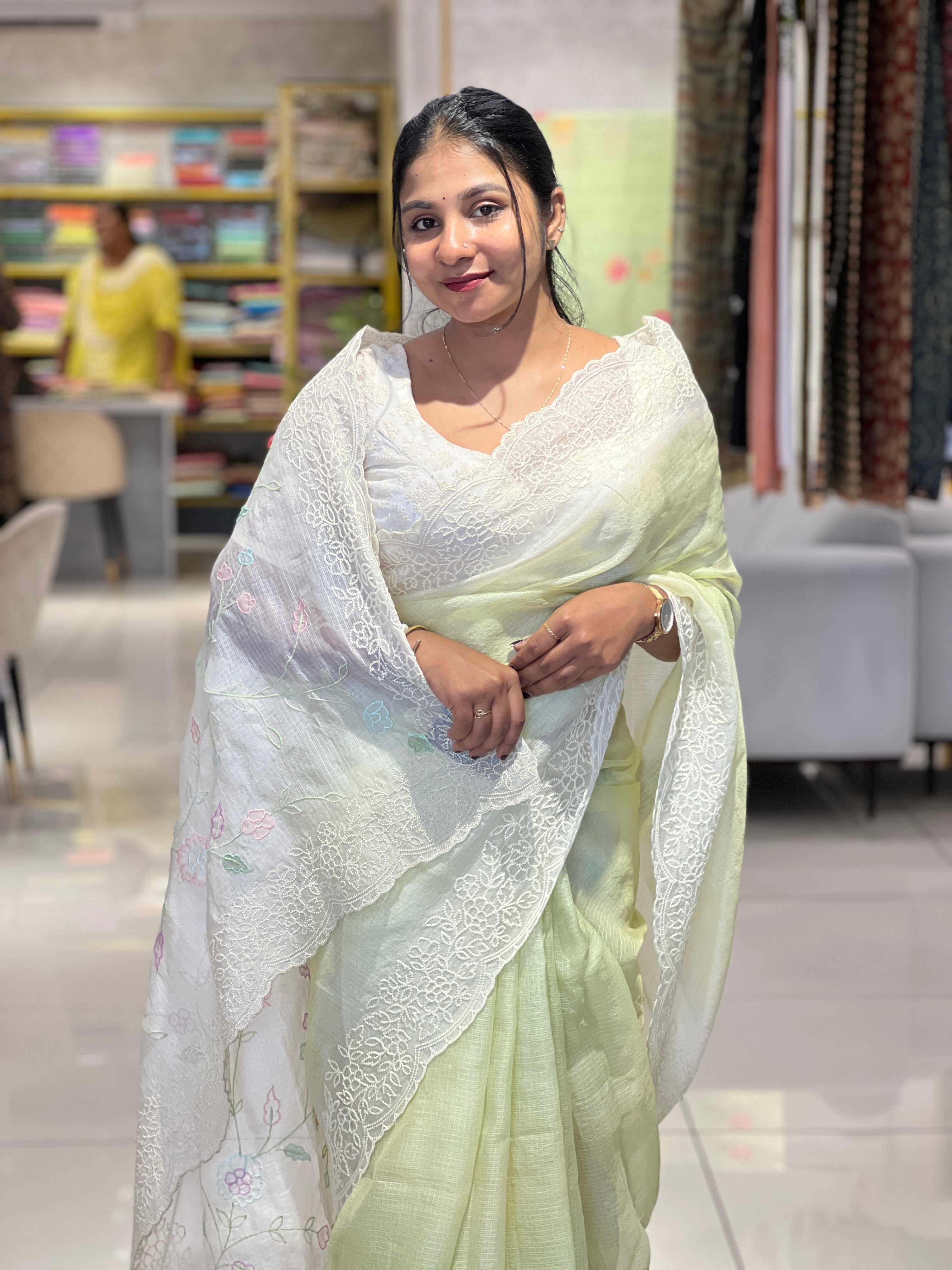 Embroidery Detailed Tussar Kota Saree | SBS972