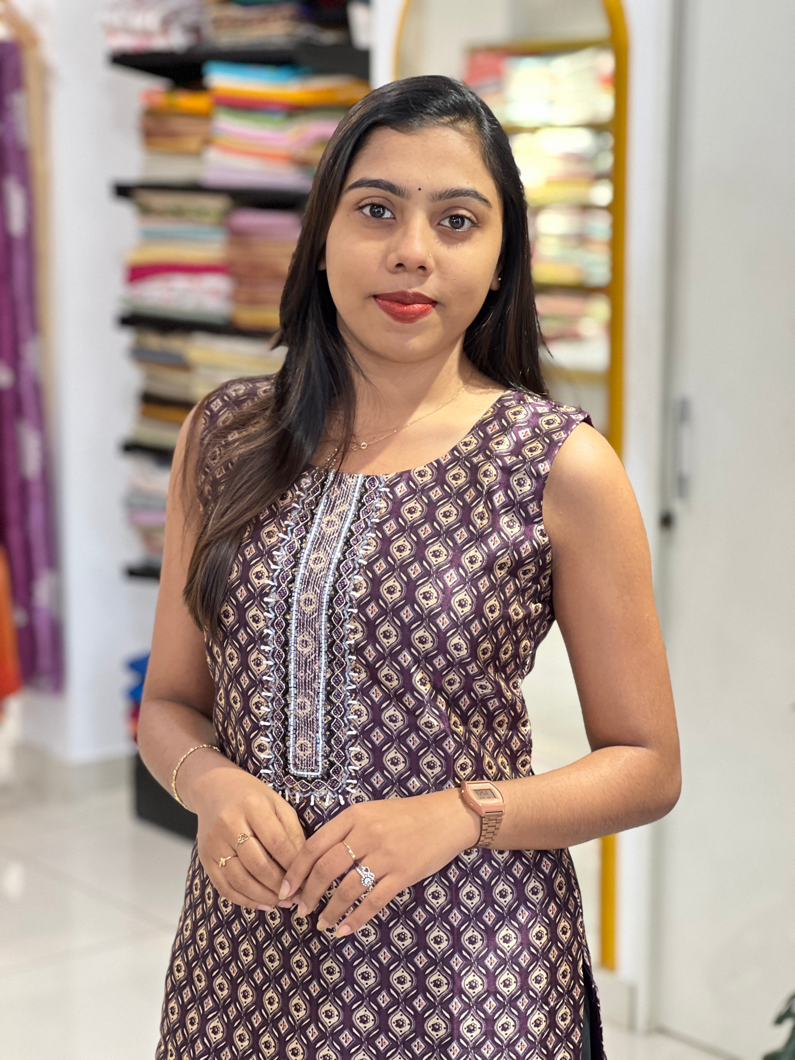 Digital Print With Embroidery Detailed Semi Tussar Kurta | NAI188