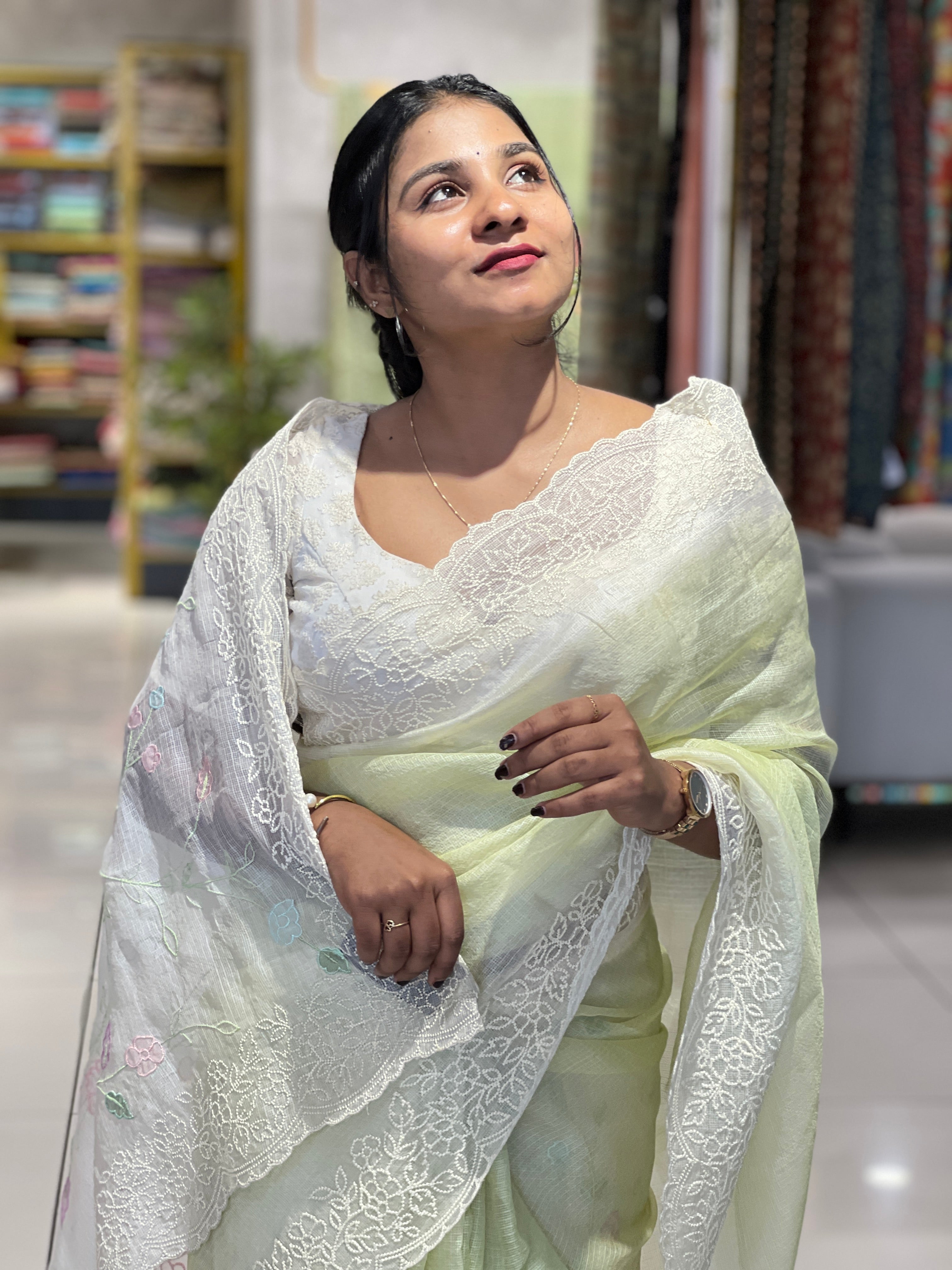 Embroidery Detailed Tussar Kota Saree | SBS972