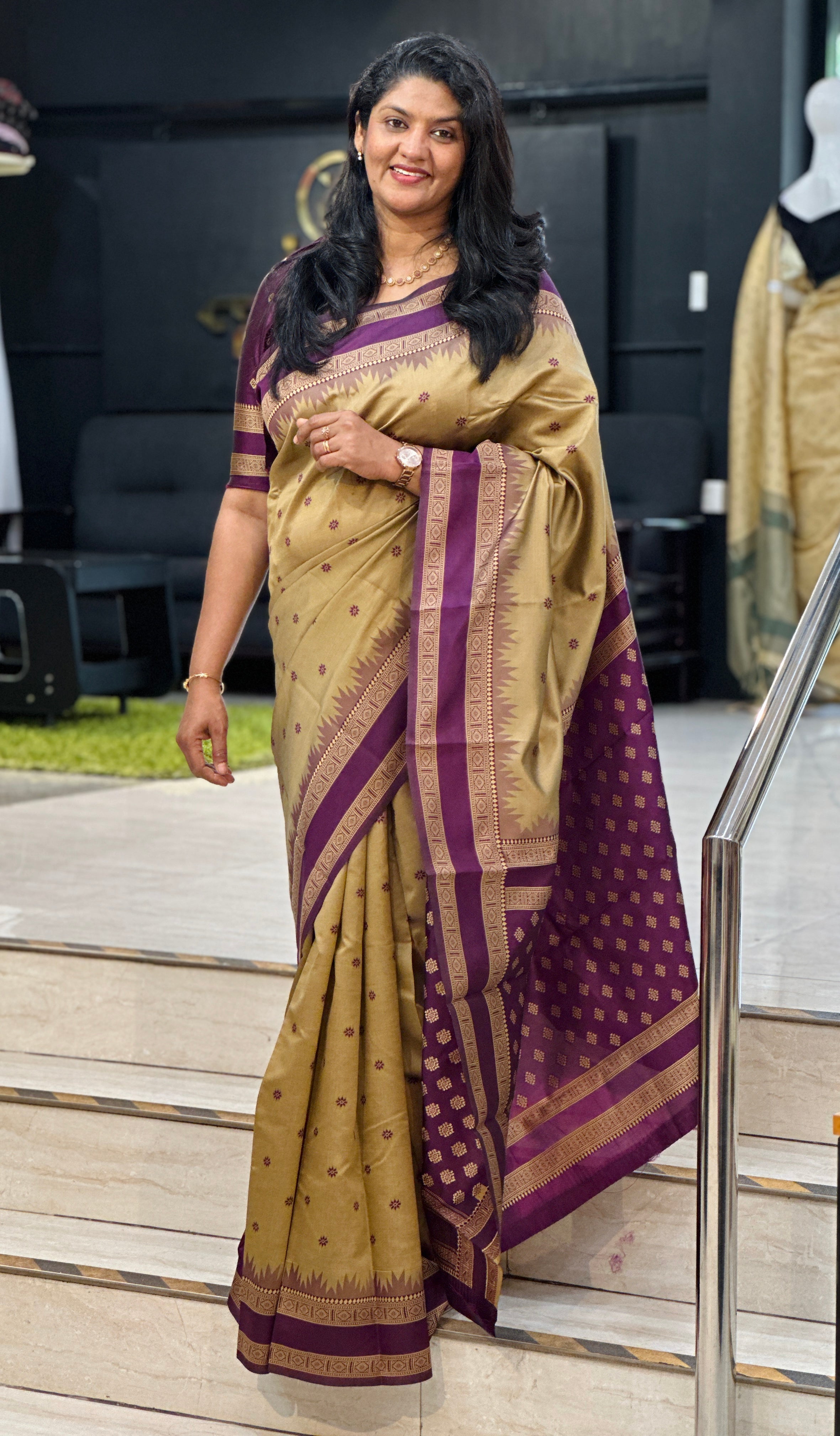 Traditional Banarasi Border Pattern Buta Woven Semi Soft Silk Saree | RLF164