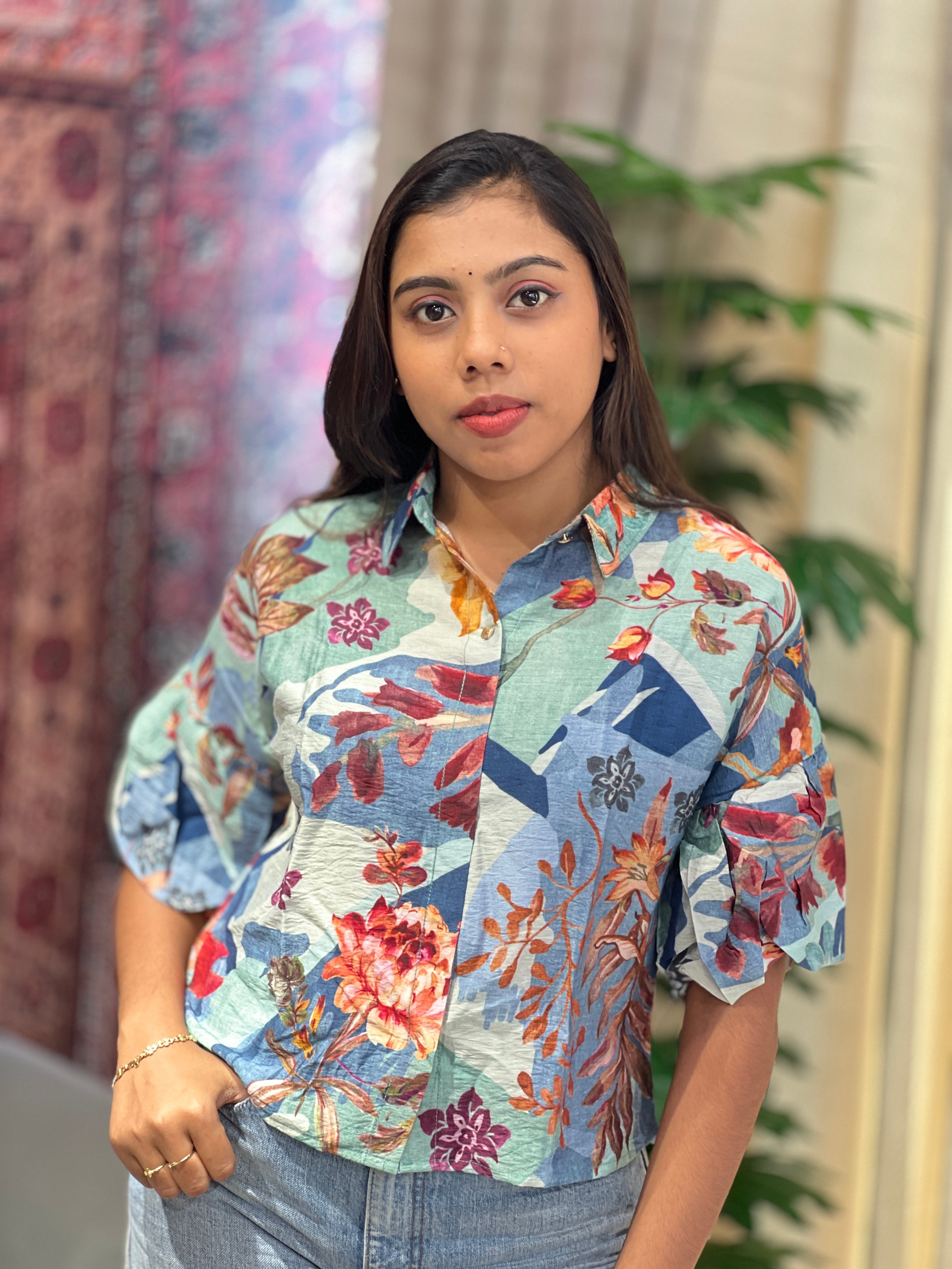 Floral Printed Muslin Finish Short Kurta | PGI272