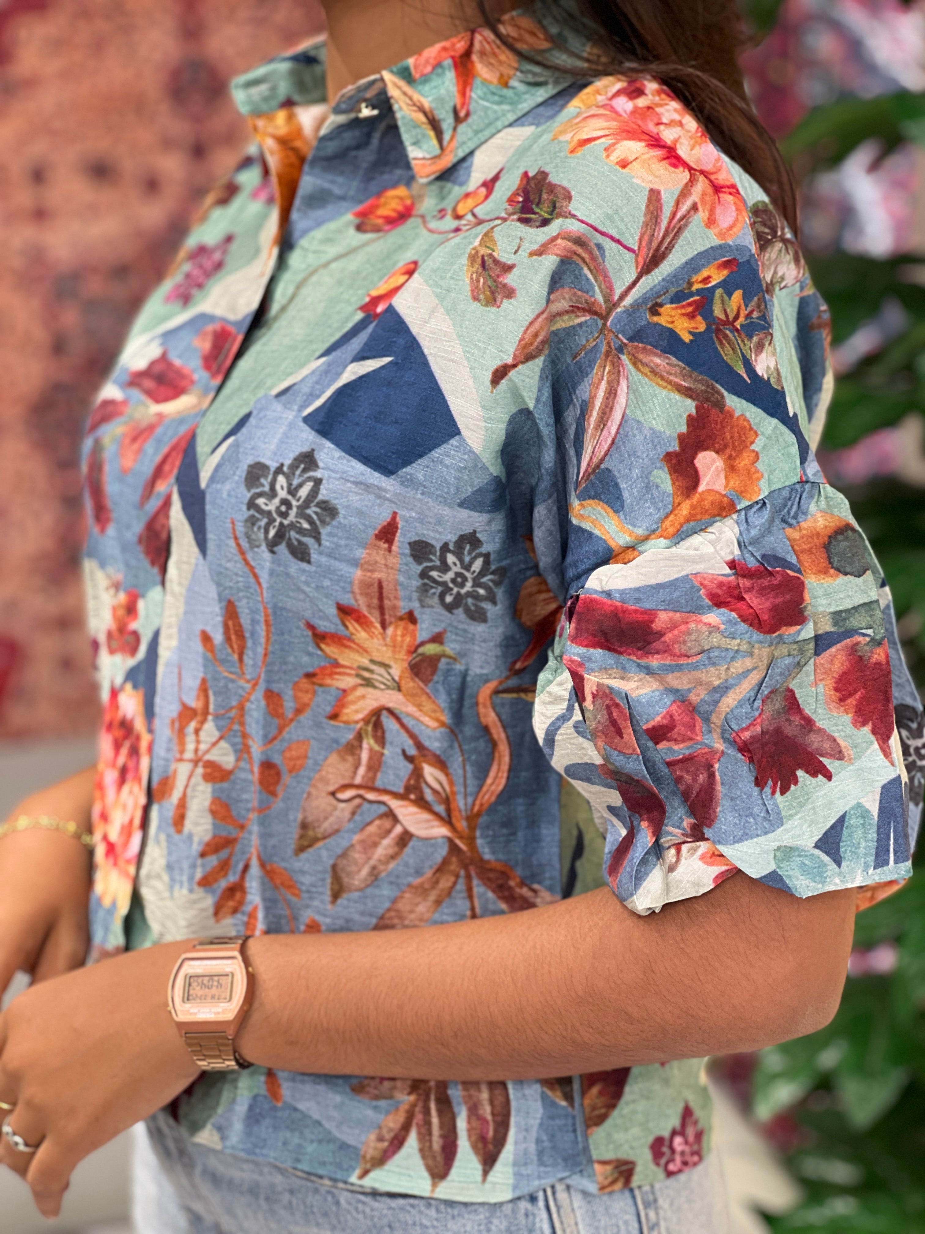 Floral Printed Muslin Finish Short Kurta | PGI272