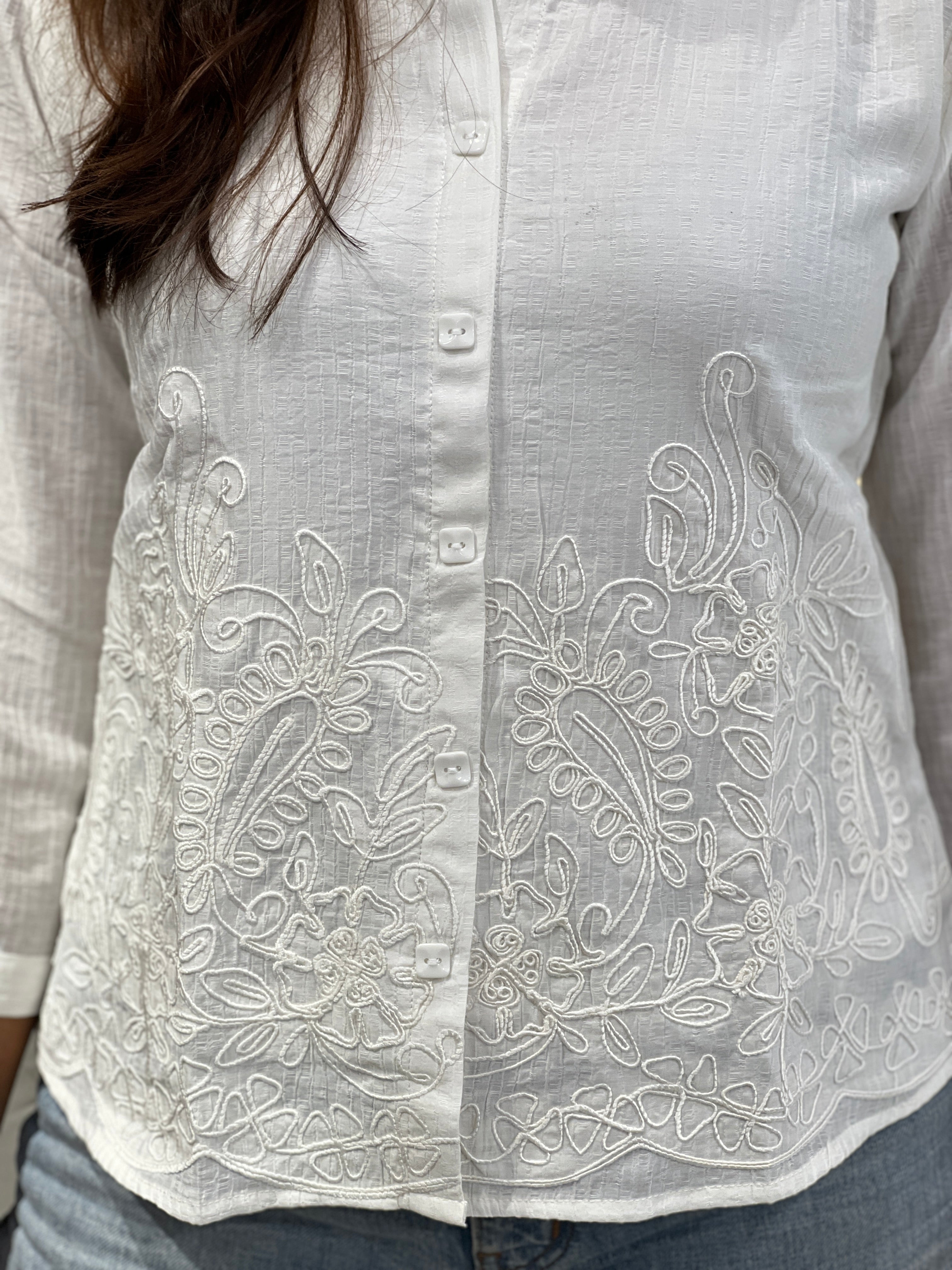 Machine Embroidered Crush Silk Short Kurta | PGI245