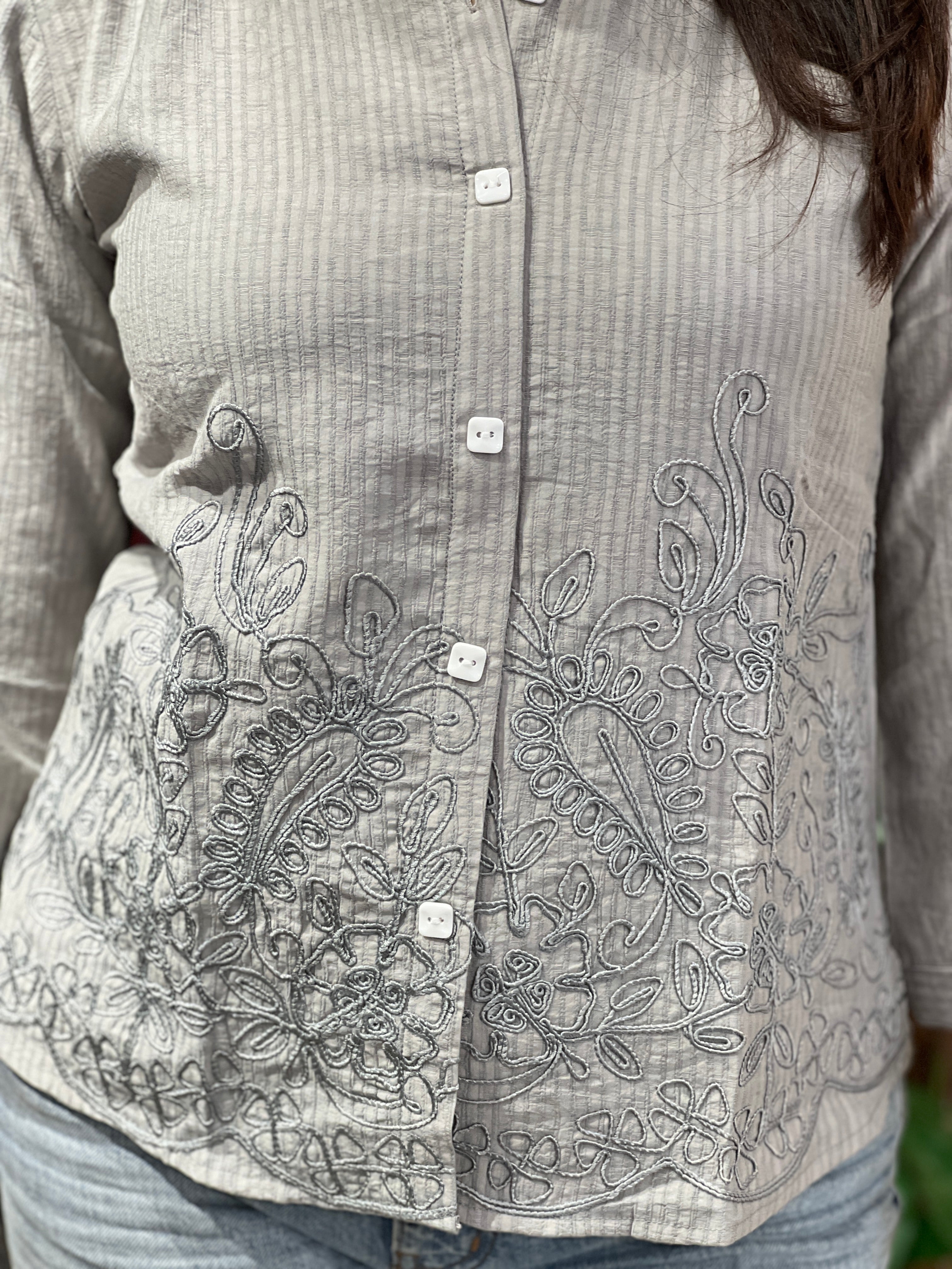 Machine Embroidered Crush Silk Short Kurta | PGI246