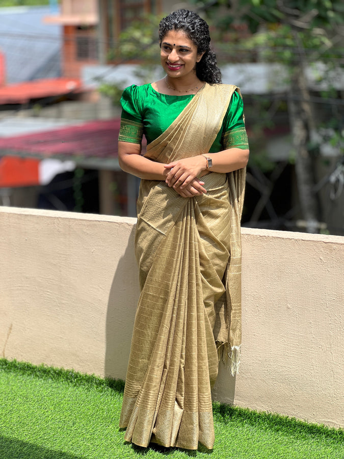 Line Weaved Bhagalpuri Linen Saree | SK430