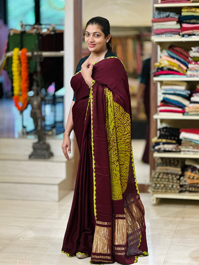 Tie & Dye Patterned Modal Silk Saree | JT180
