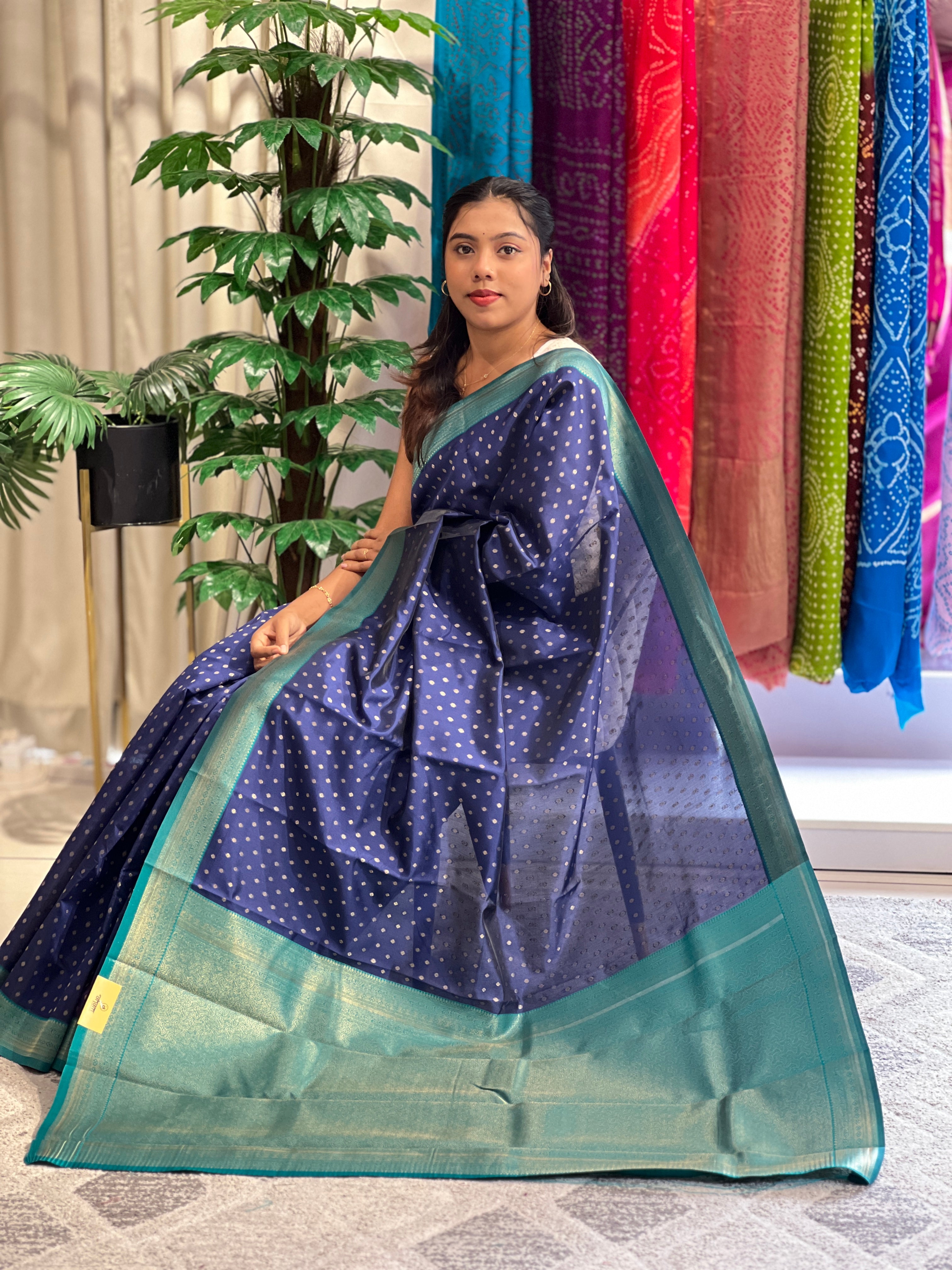 Golden Zari Woven Semi Silk Saree | RLF183