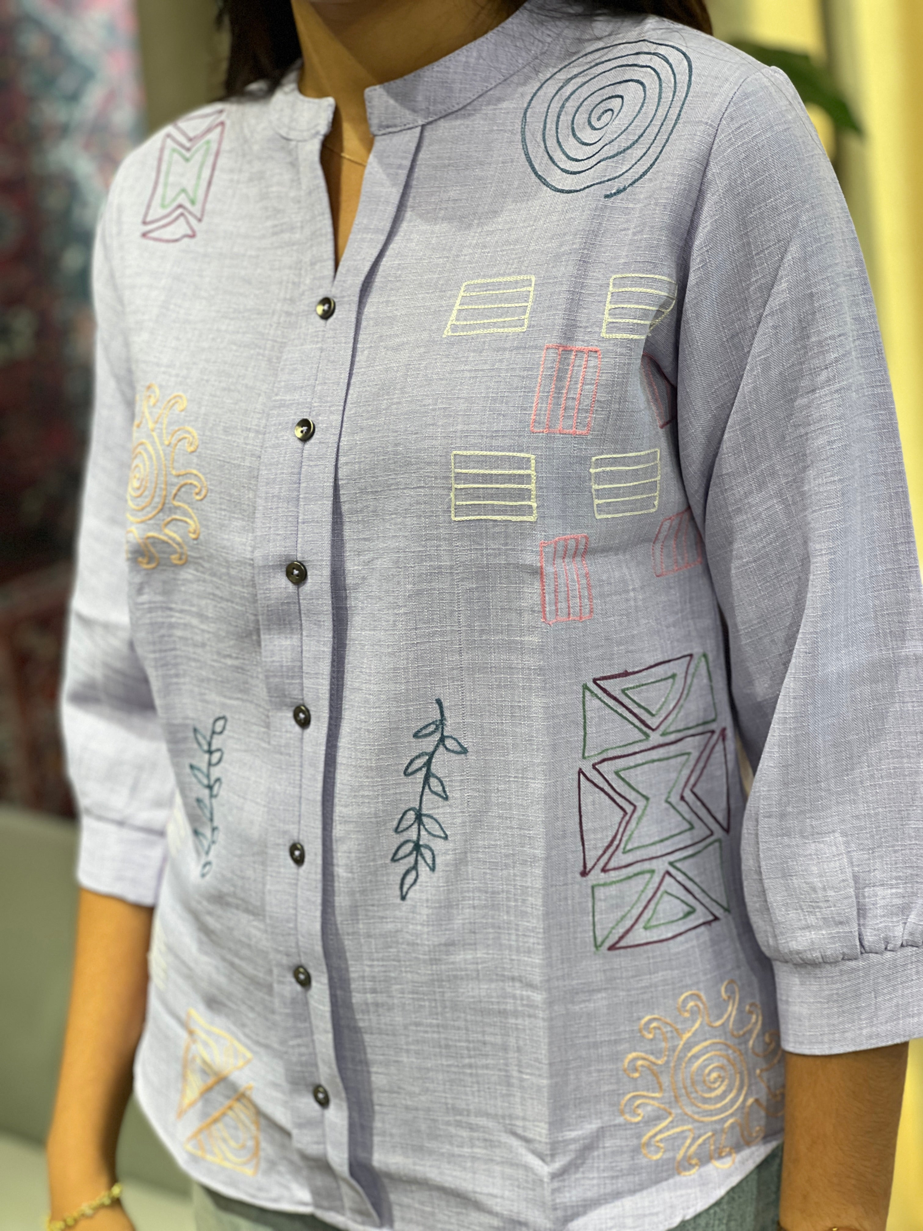 Embroidery Detailed Linen Short Kurta | PGI264