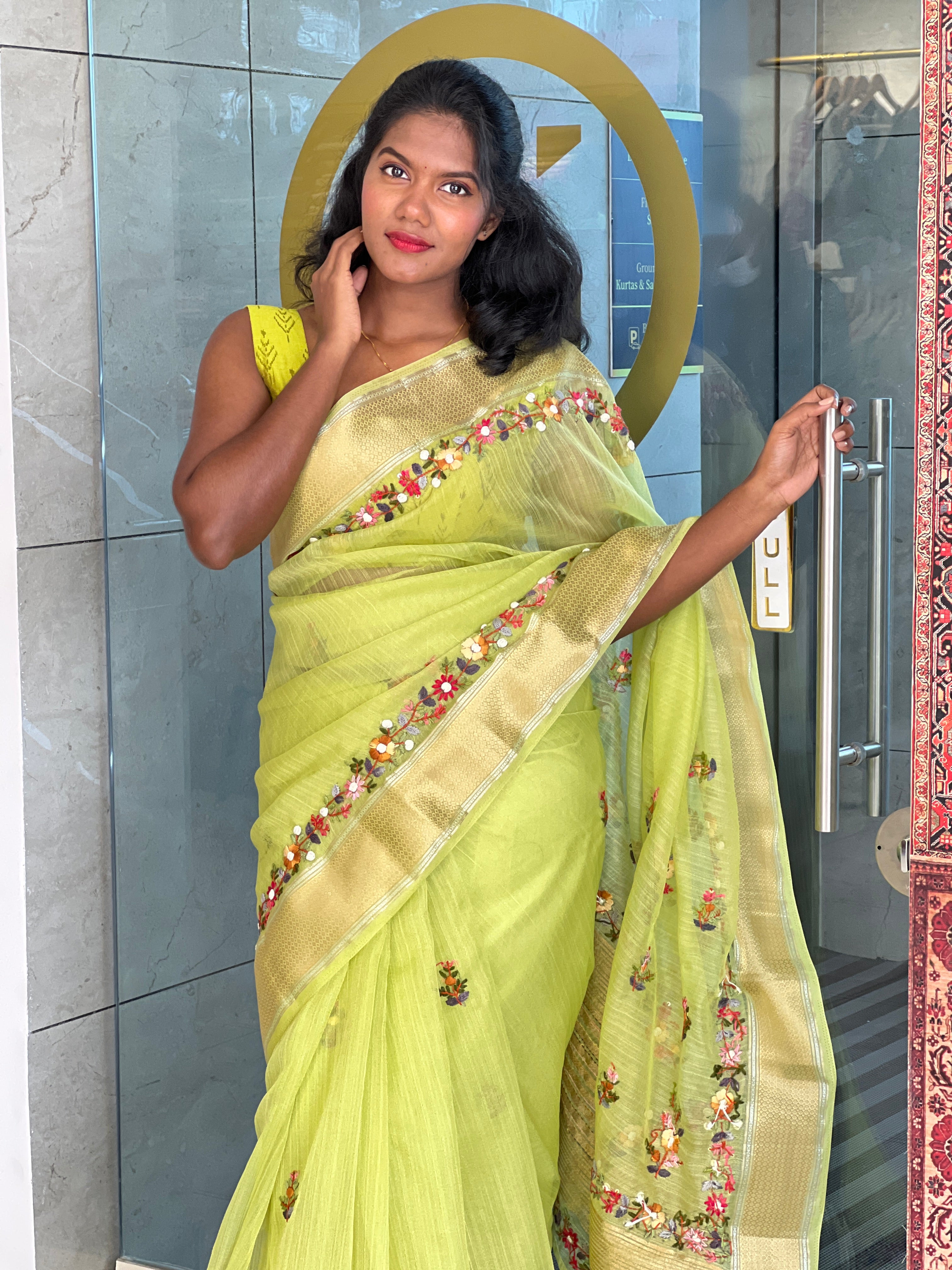 Hand Embroidery Organza Saree | RP645