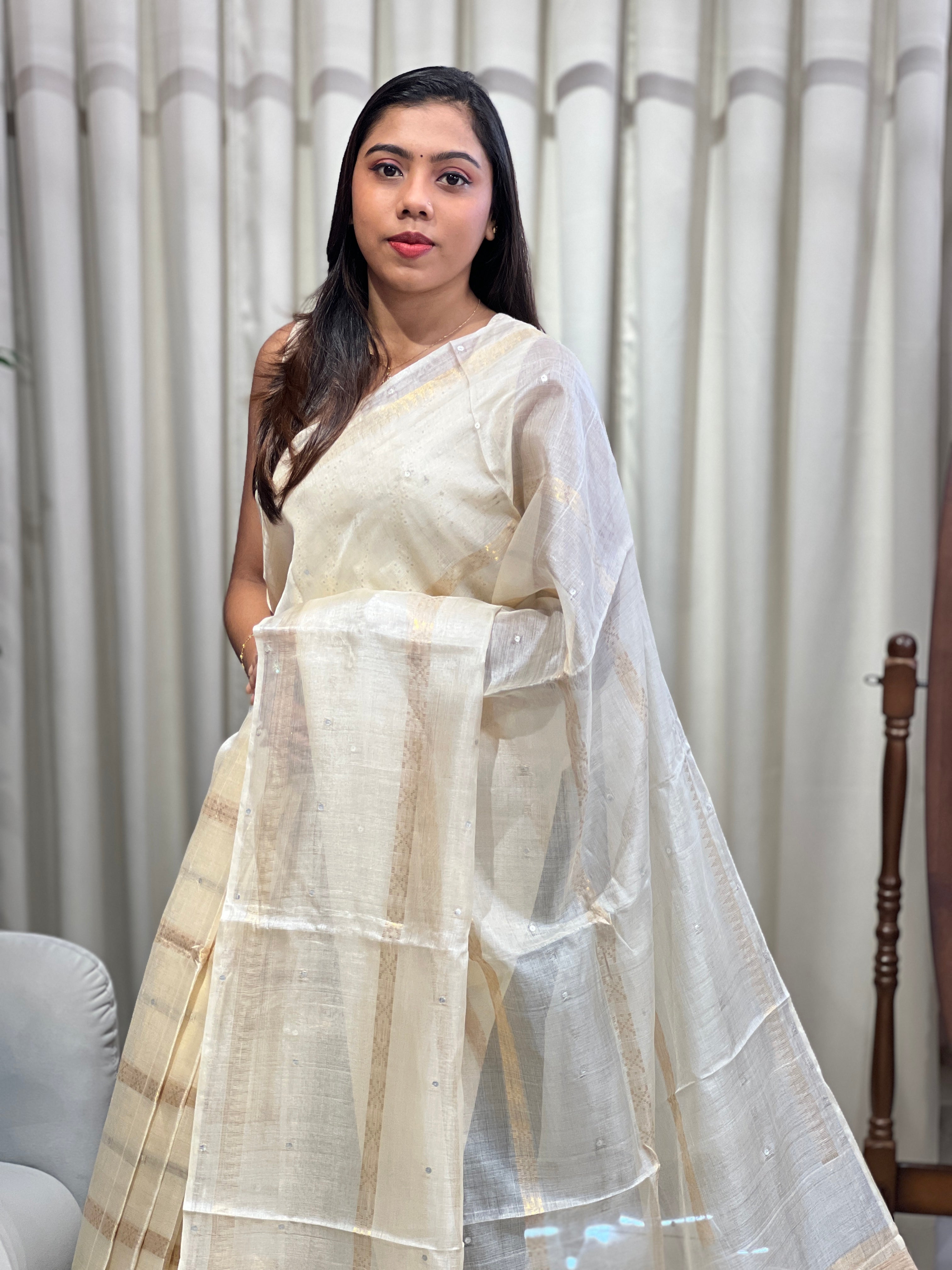 Metal Pital Detailed Pure Tussar Saree |  ACT1712