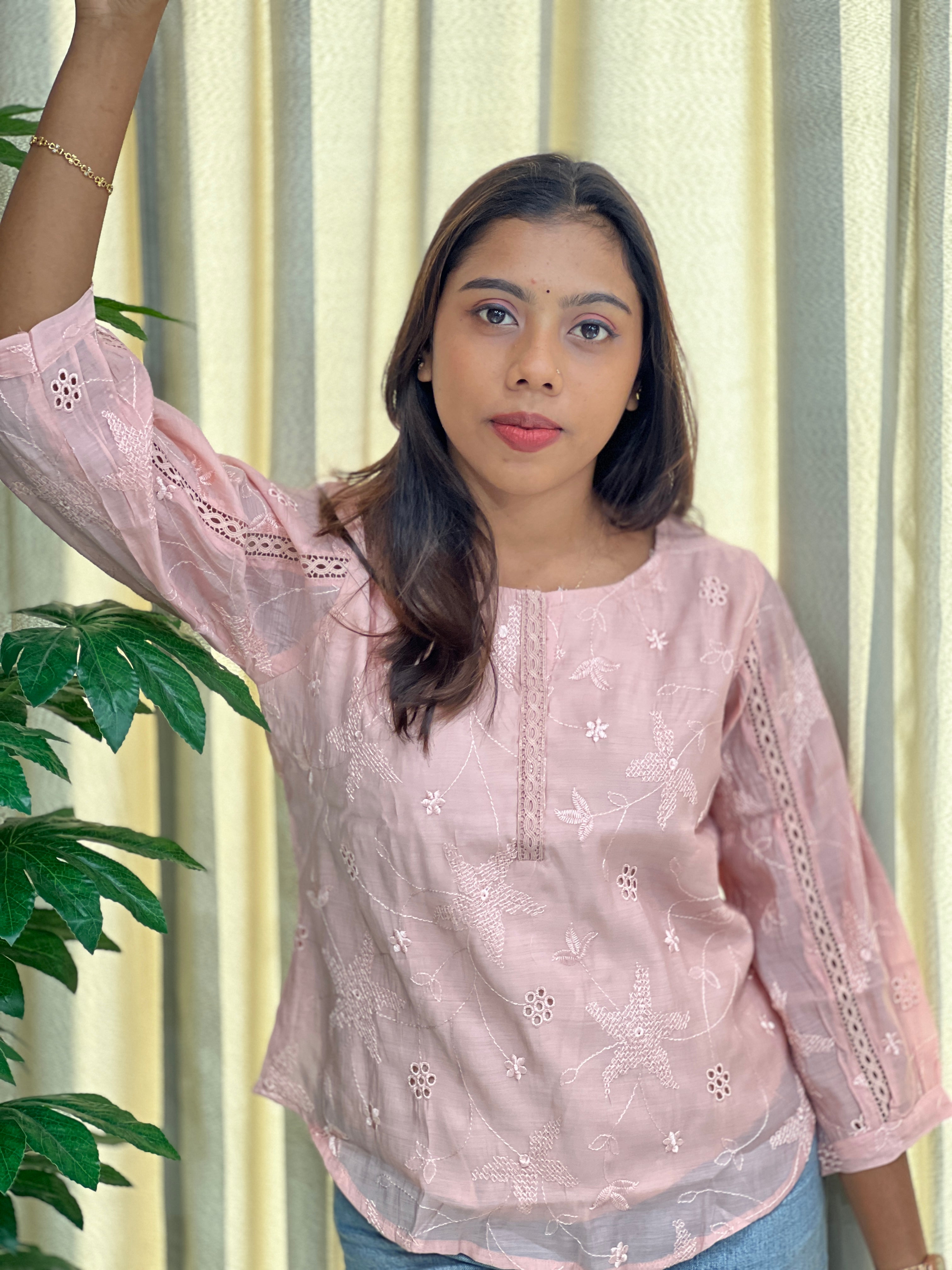 Embroidery Detailed Muslin Finish Short Kurta | PGI262