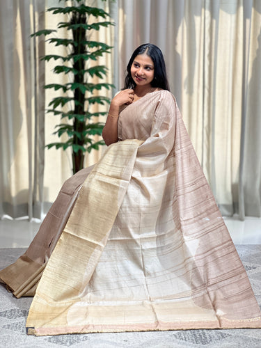 Leher Pattern With Zari Detailed Tussar Saree | RGD656