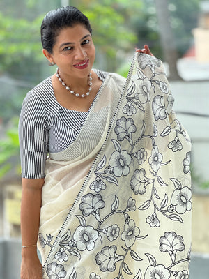 Floral Applique Detailed Kota Saree | BLD1290