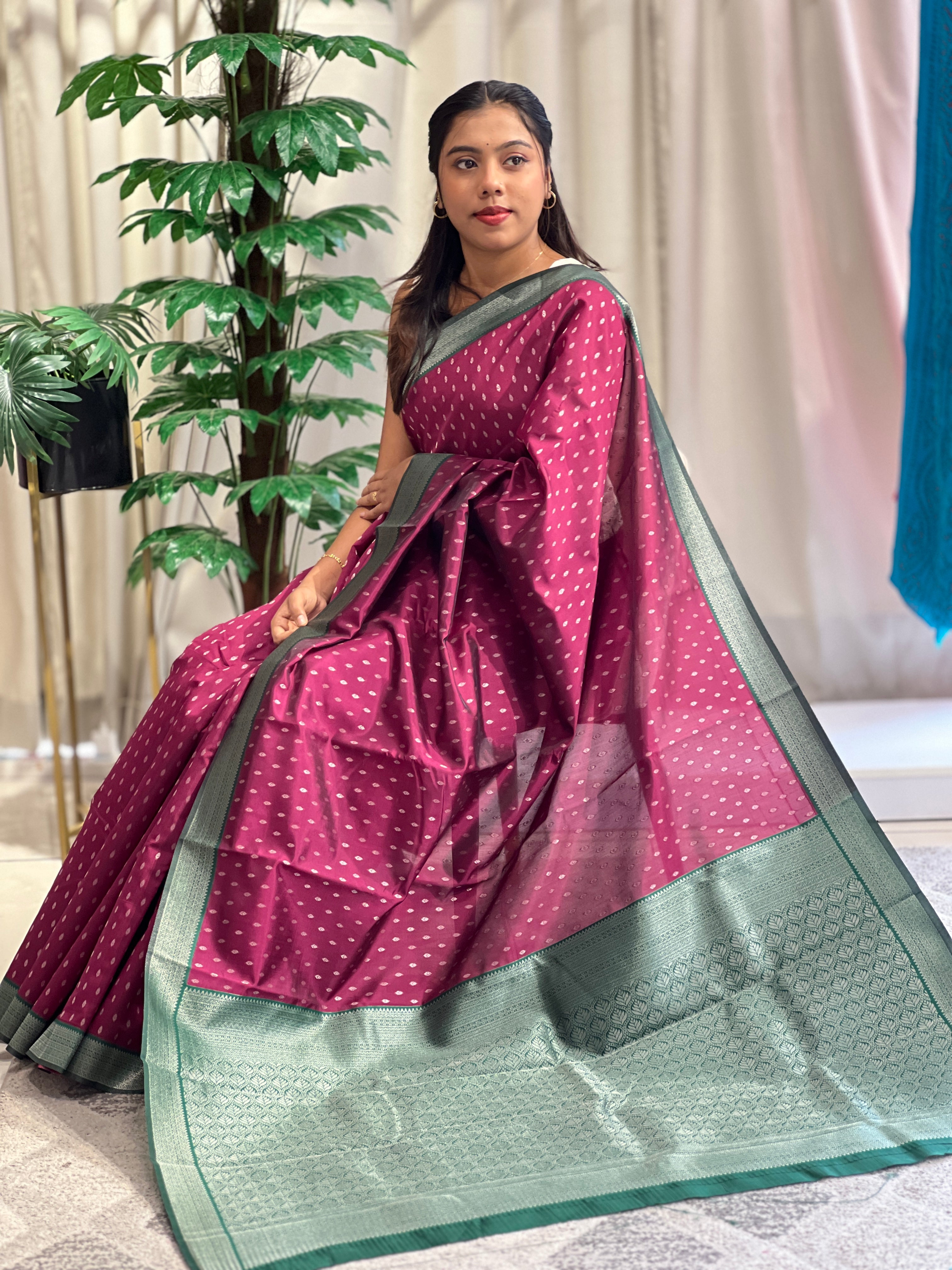 Sliver Zari Woven Semi Silk Saree | RLF179