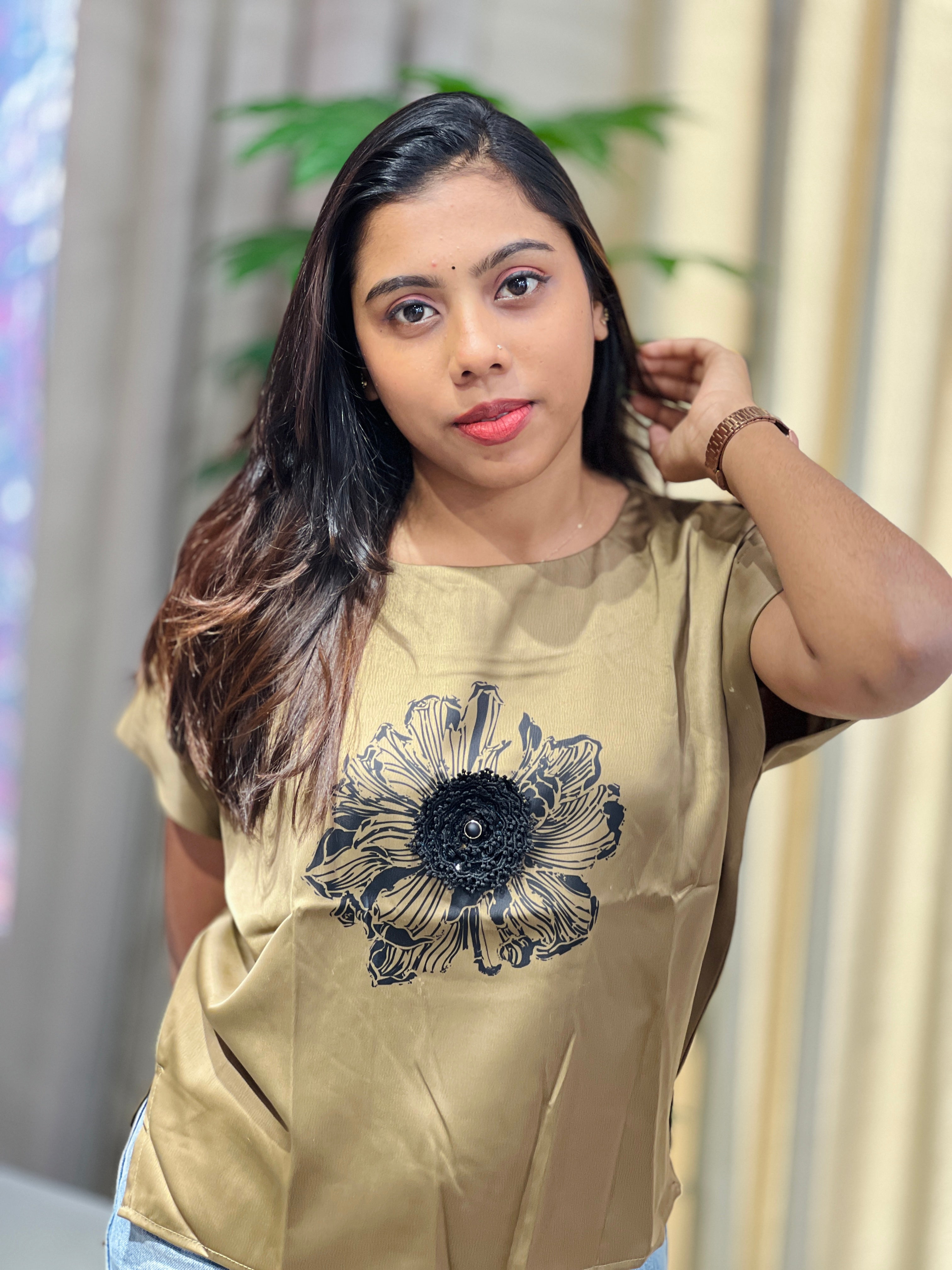 Print With Lace Detailed Muslin Short Kurta | PGI267