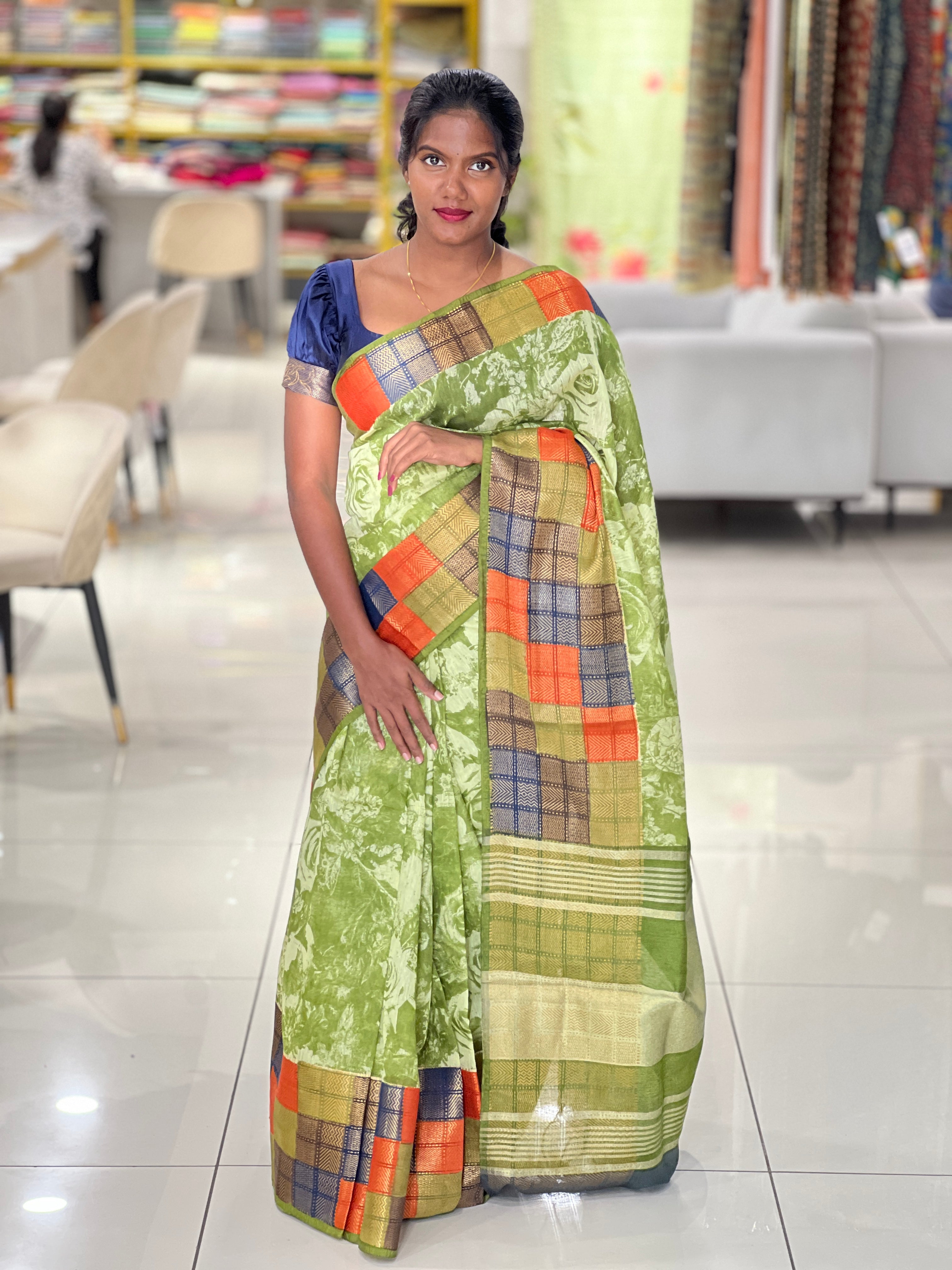 Floral Digital Printed Semi Silk Saree | SK241