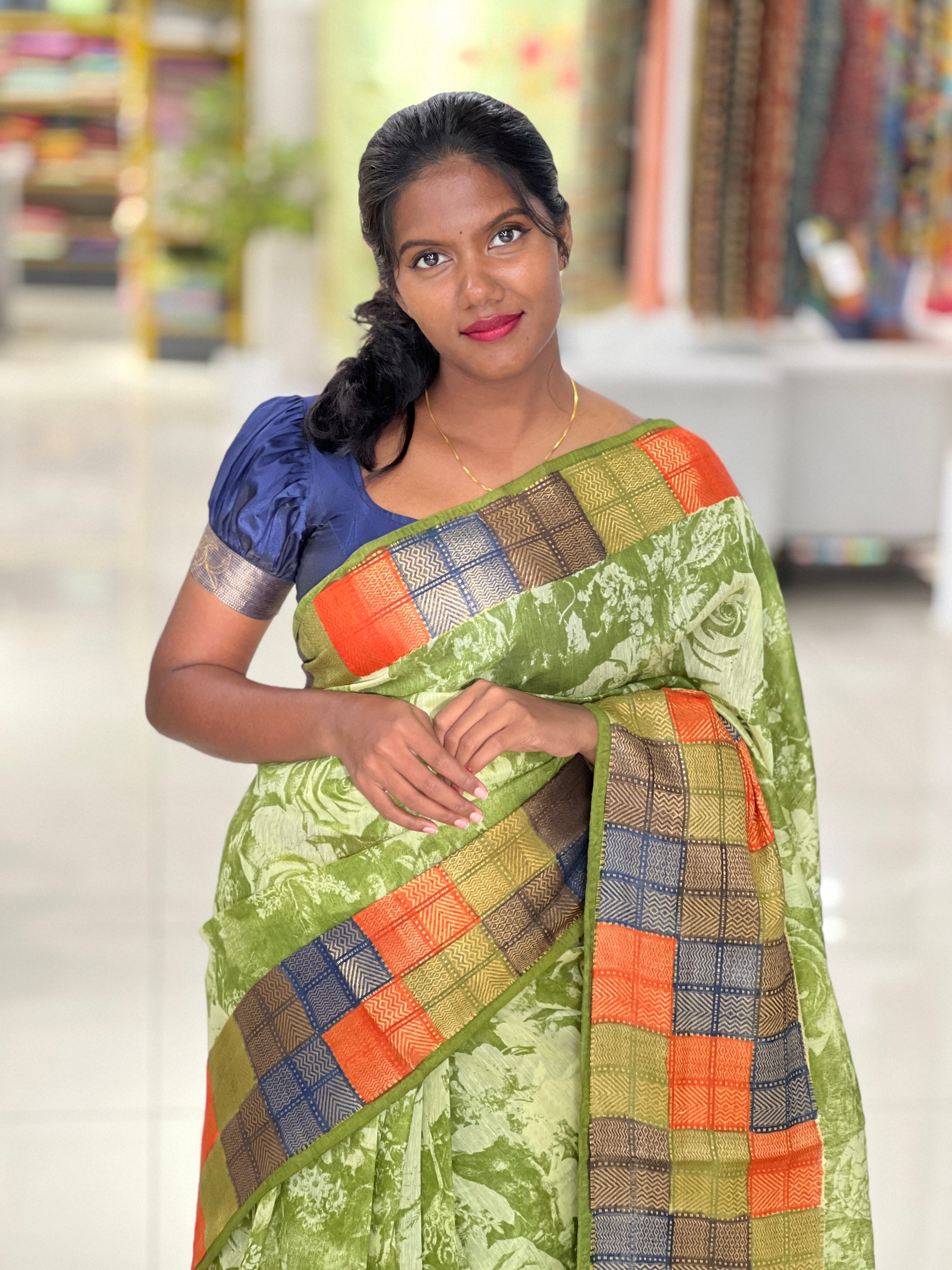 Floral Digital Printed Semi Silk Saree | SK241