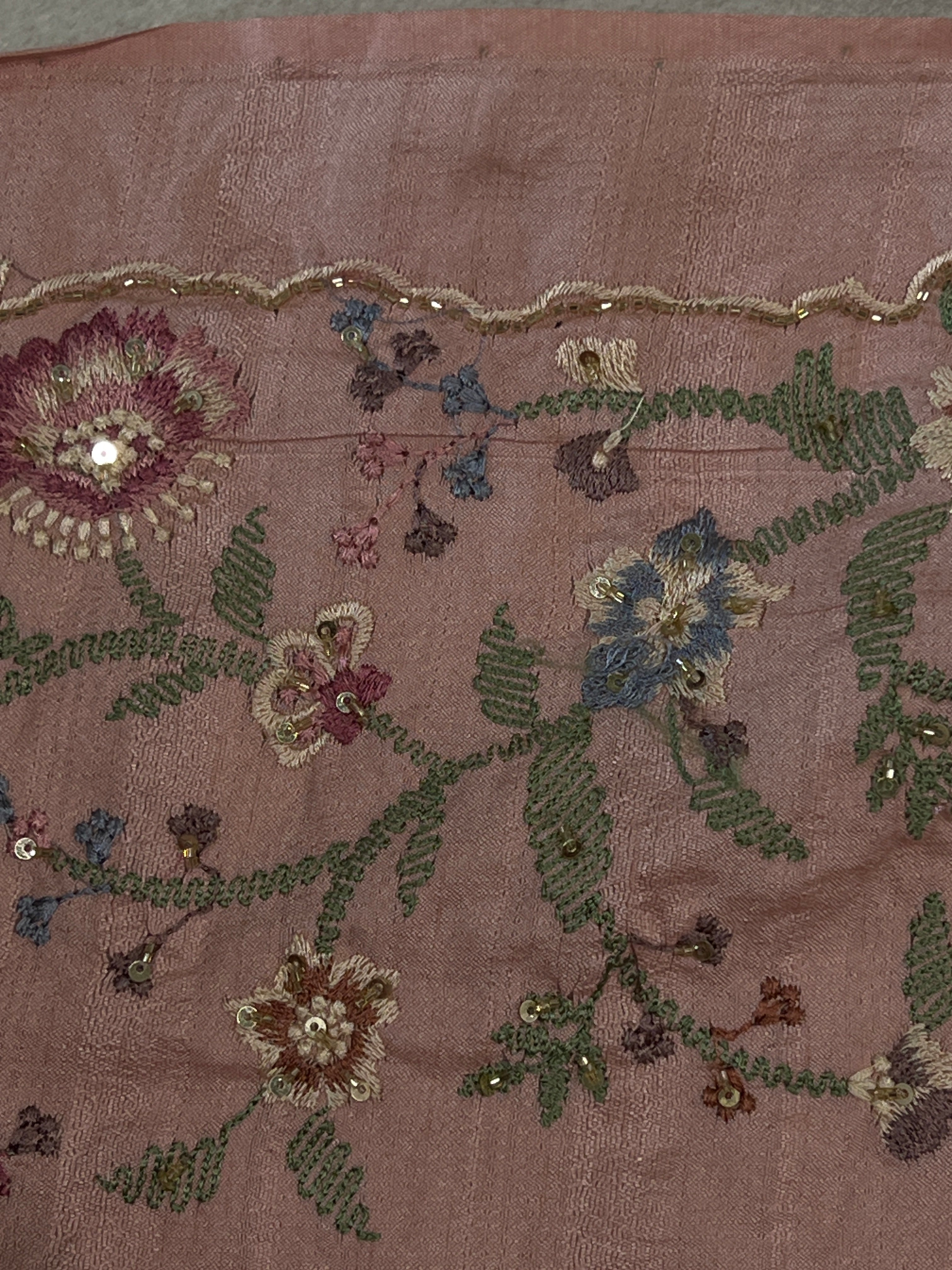 Floral Machine Embroidery  Semi Tussar Saree | DVS219