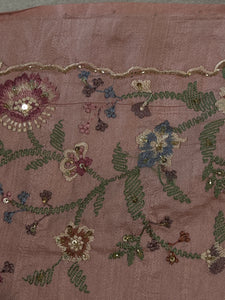 Floral Machine Embroidery  Semi Tussar Saree | DVS219