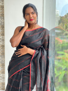 Stripe Weaving Linen Saree | DLS155