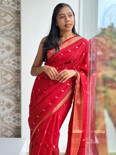 Vertical Pattern Chanderi Finish Saree | NN163
