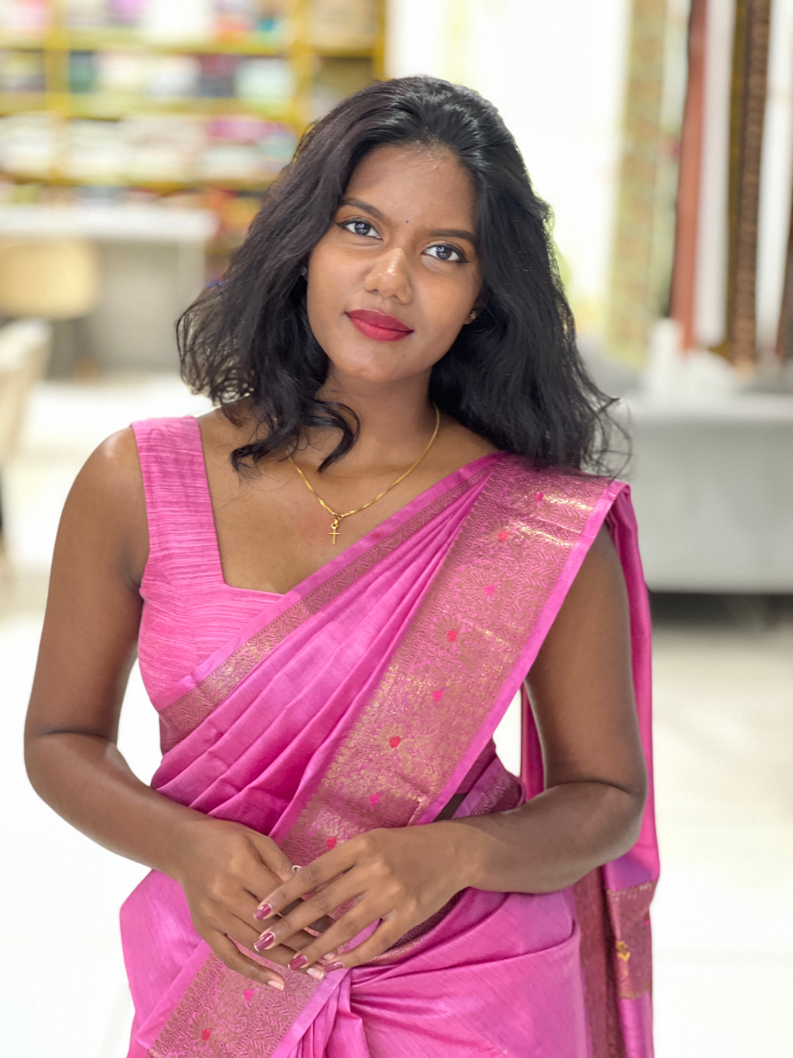 Zari Border Blended Tussar Saree | SK285