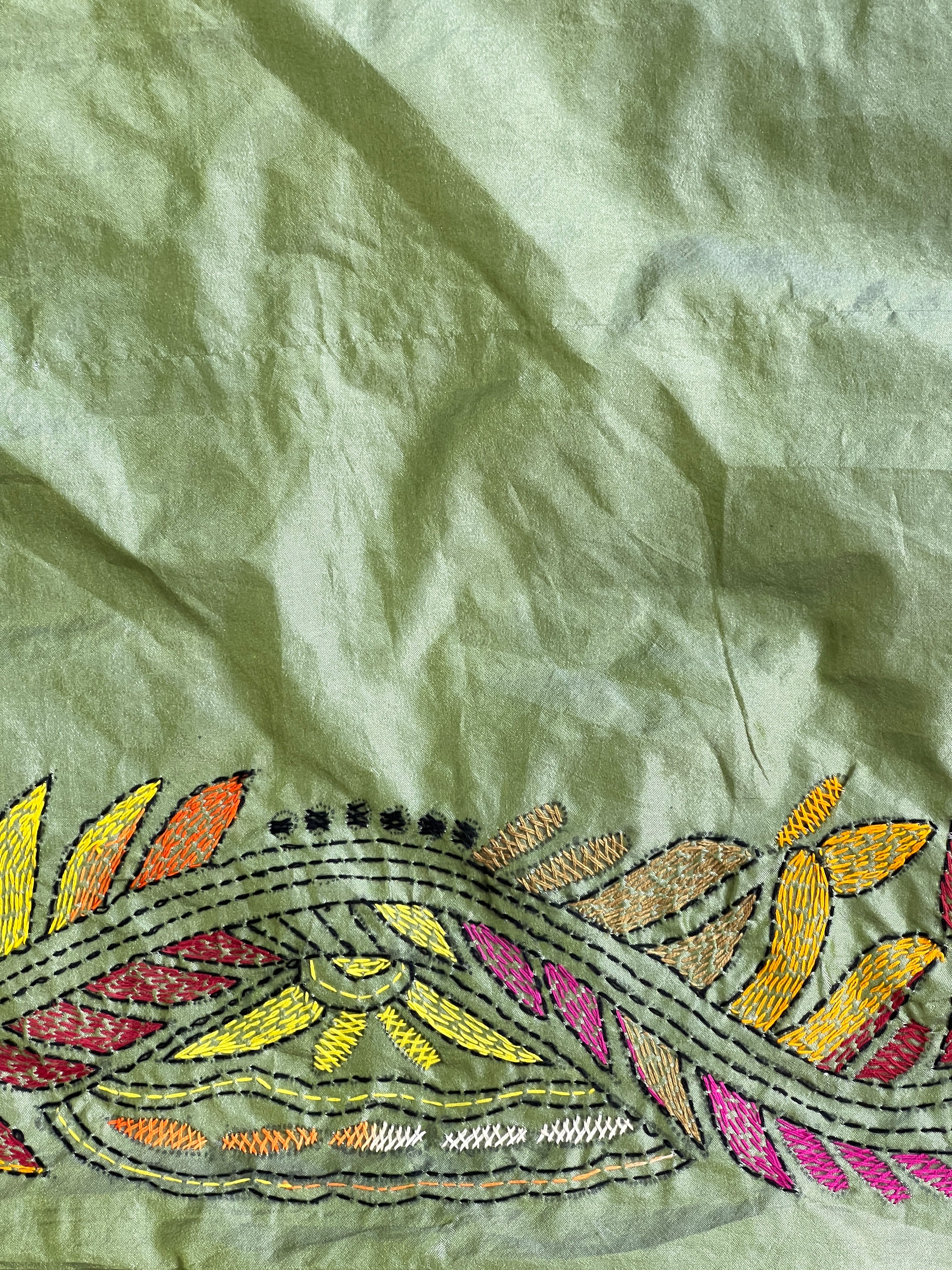 Nakshi Kantha Embroidered Bangalore Silk Saree | AYD235