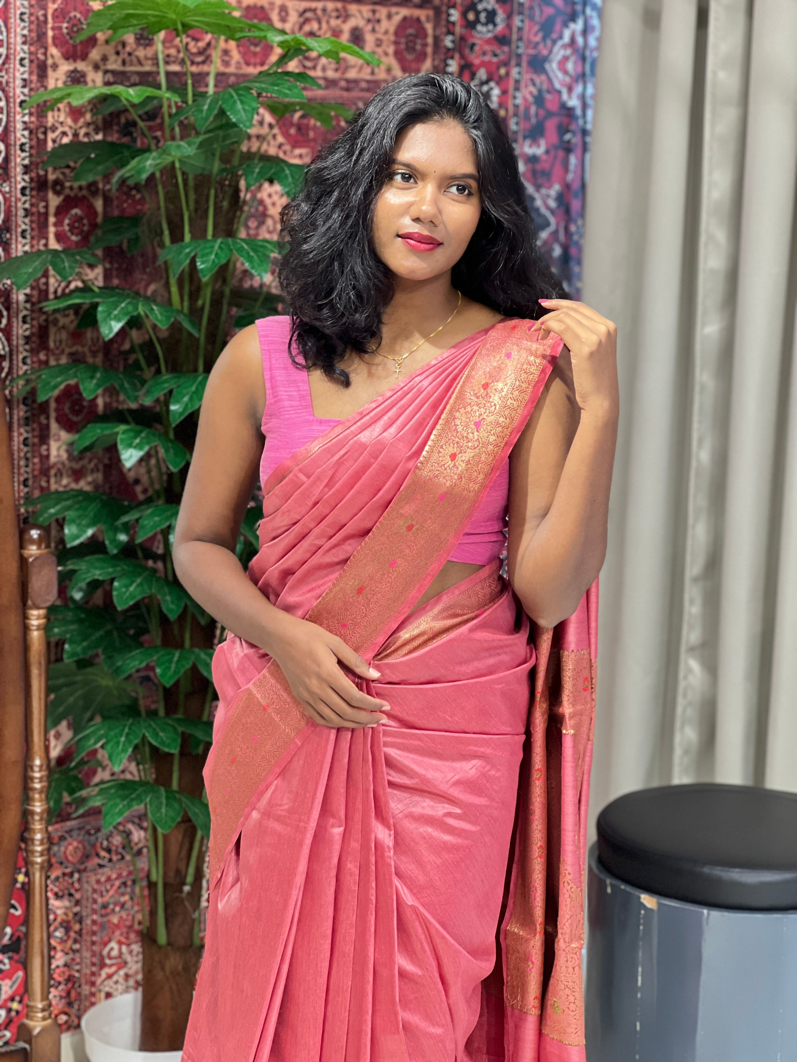 Zari Border Blended Tussar Saree | SK285