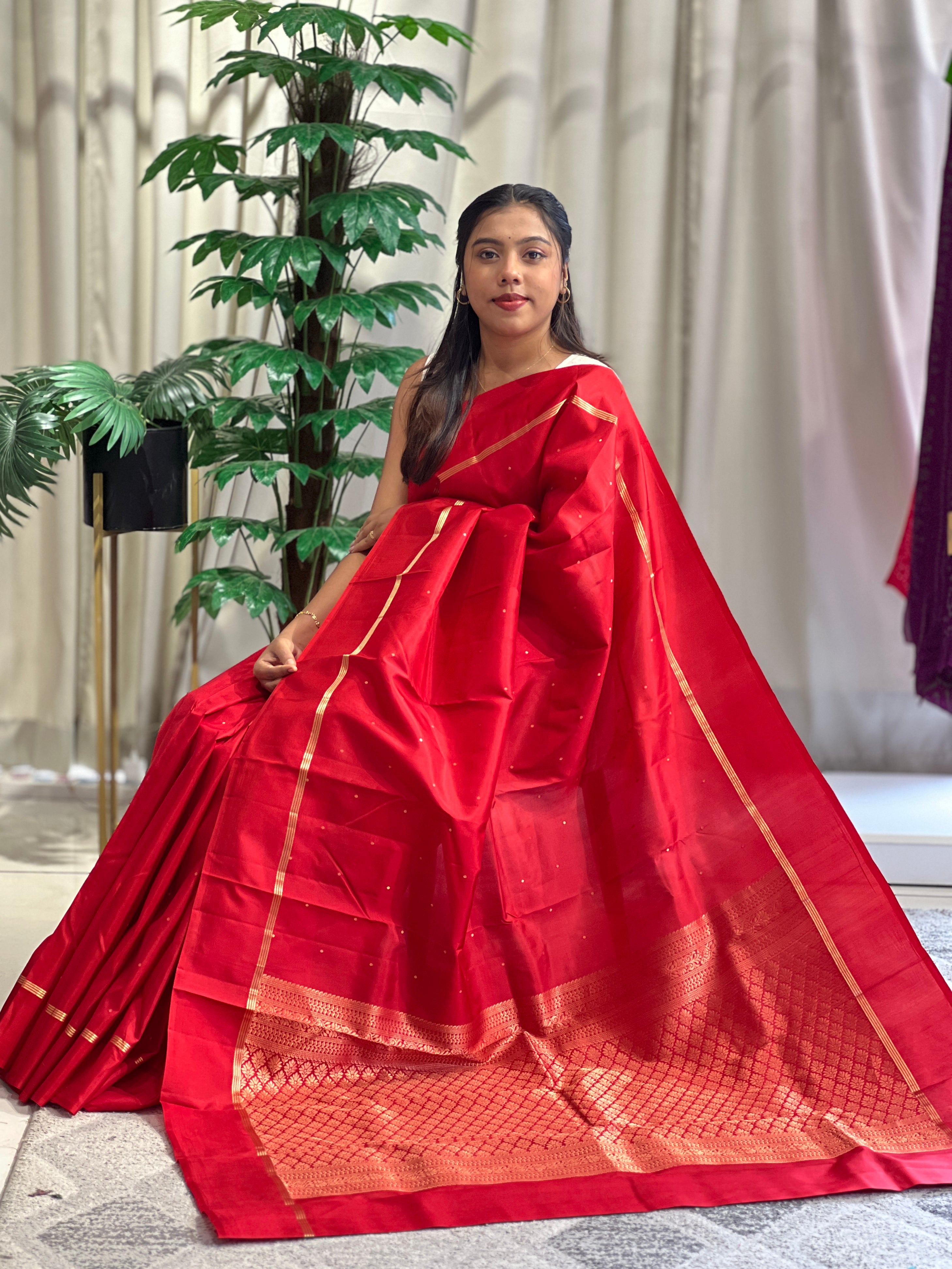 Polka Woven Pattern Soft Silk  Saree | SMT164
