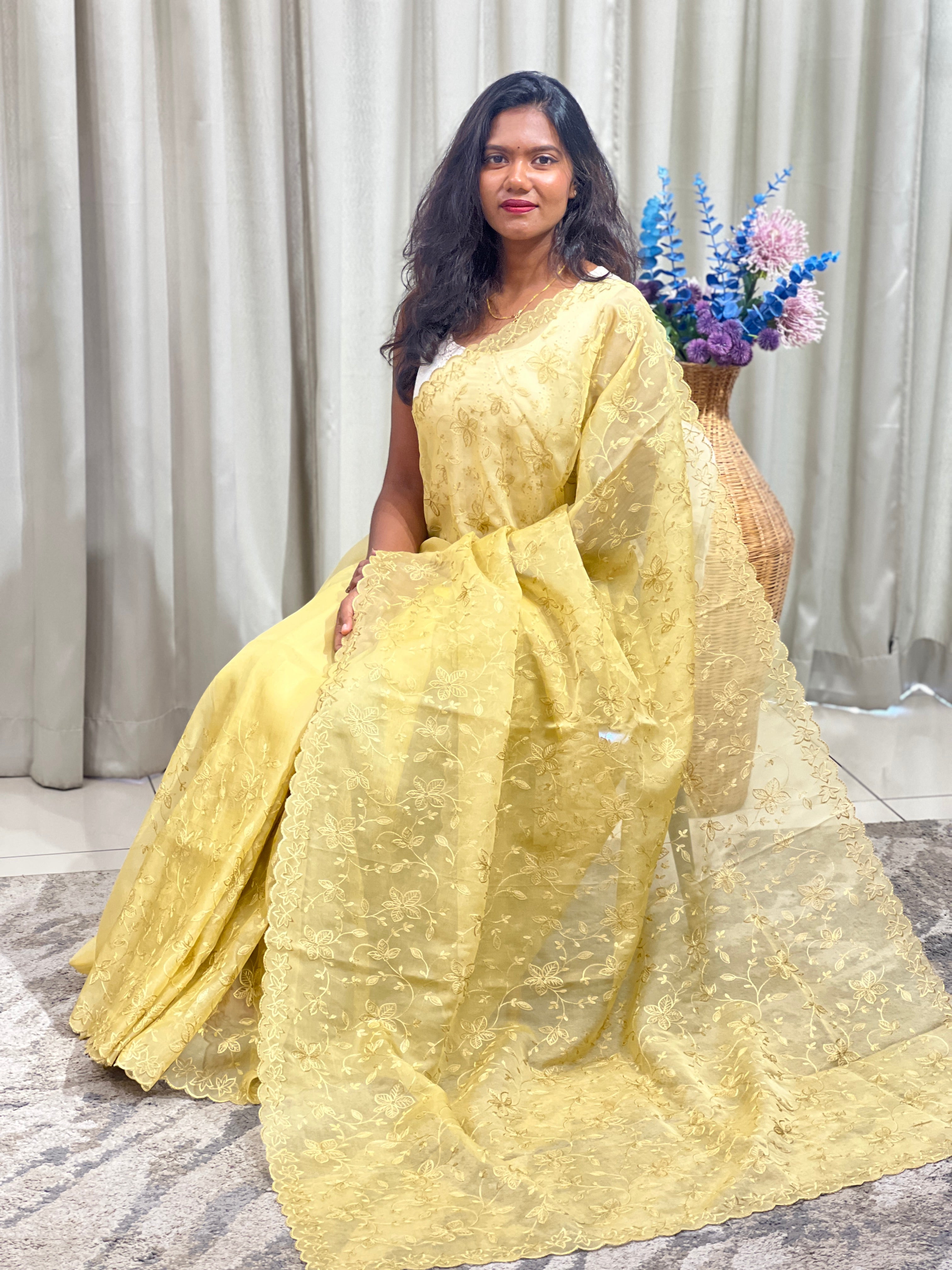 Embroidered Viscose Organza Saree | ZSS519