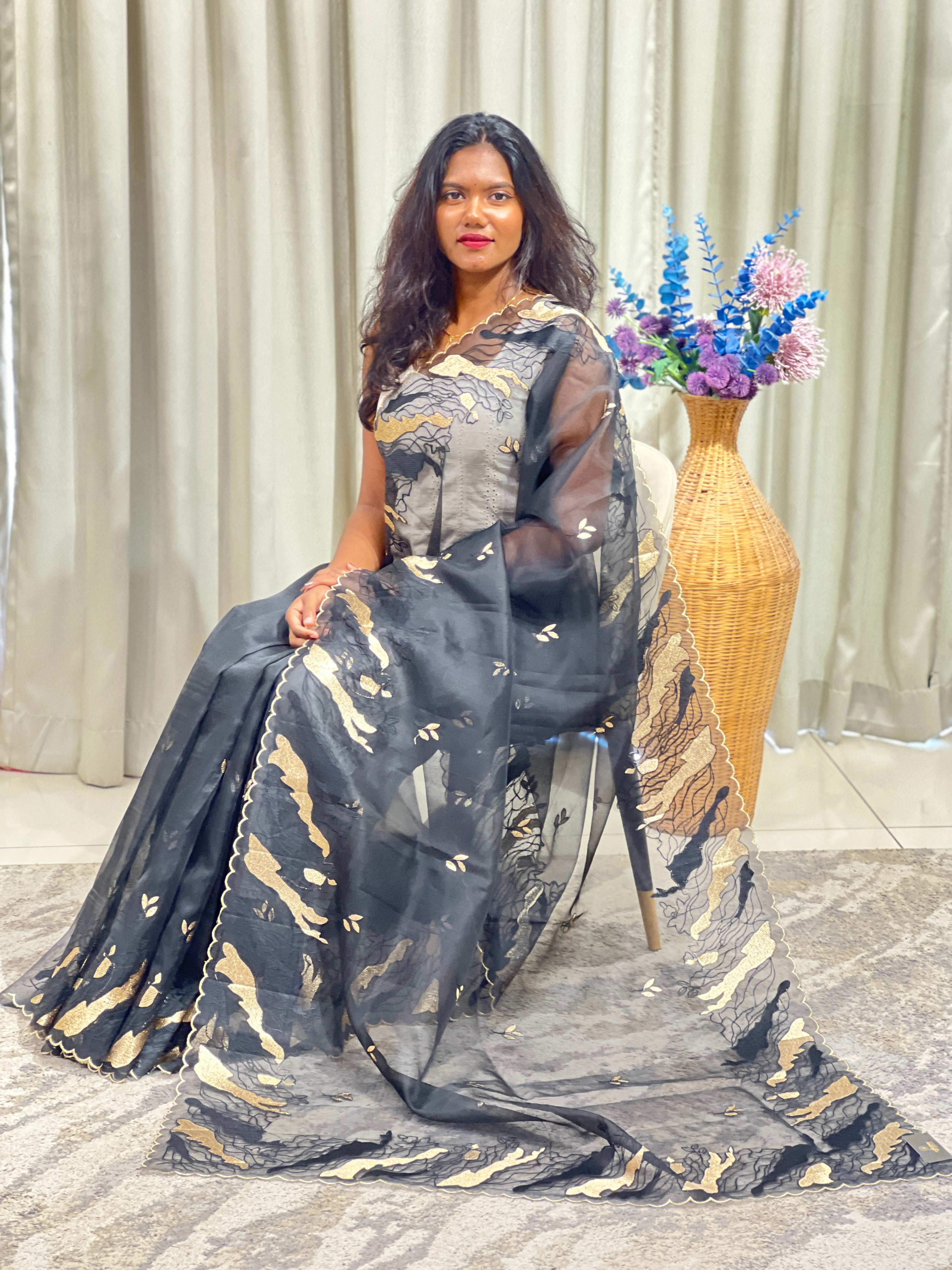 Machine Embroidered Organza Saree | ZSS524