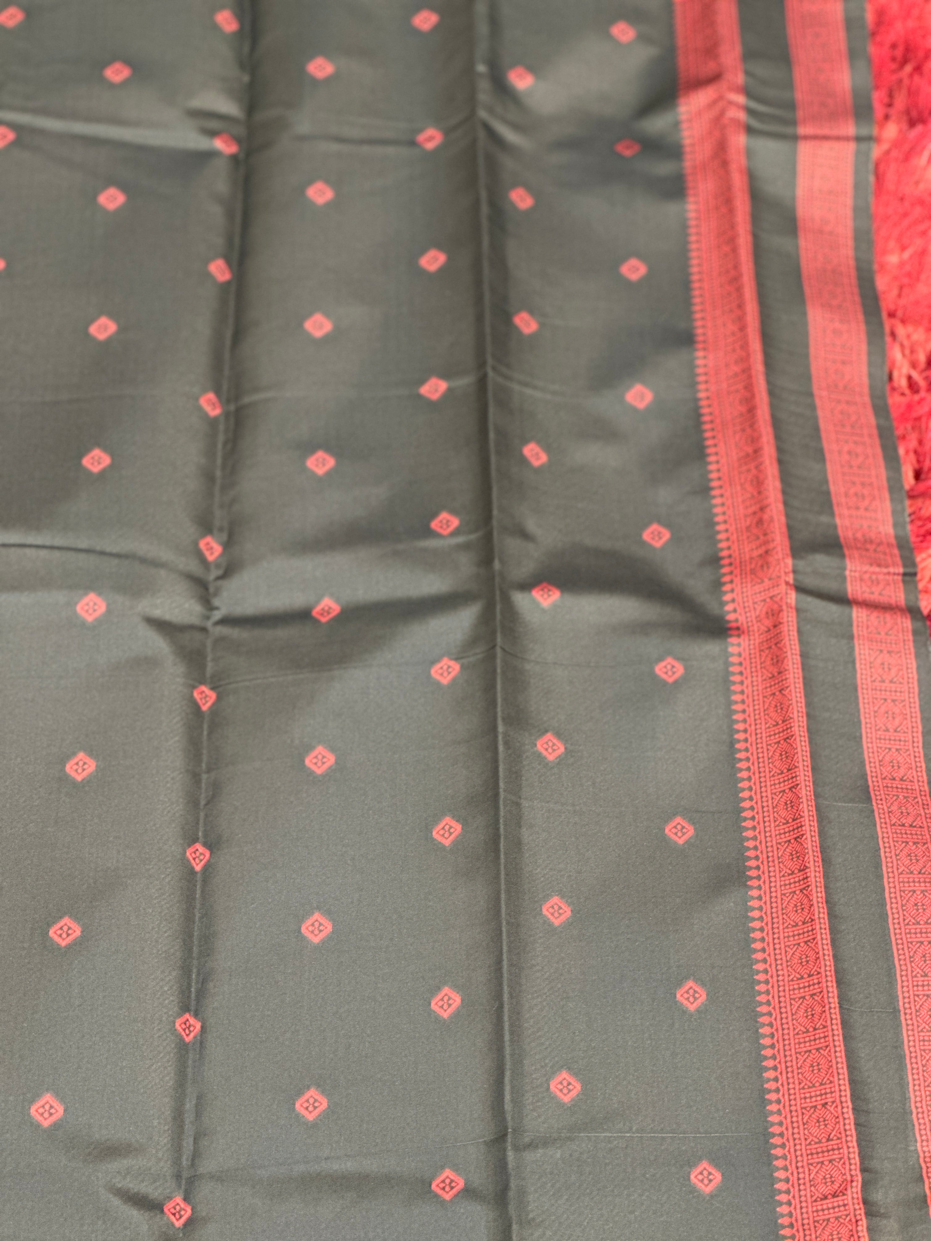 Traditional Banarasi Border Pattern Buta Woven Semi Soft Silk Saree | RLF163