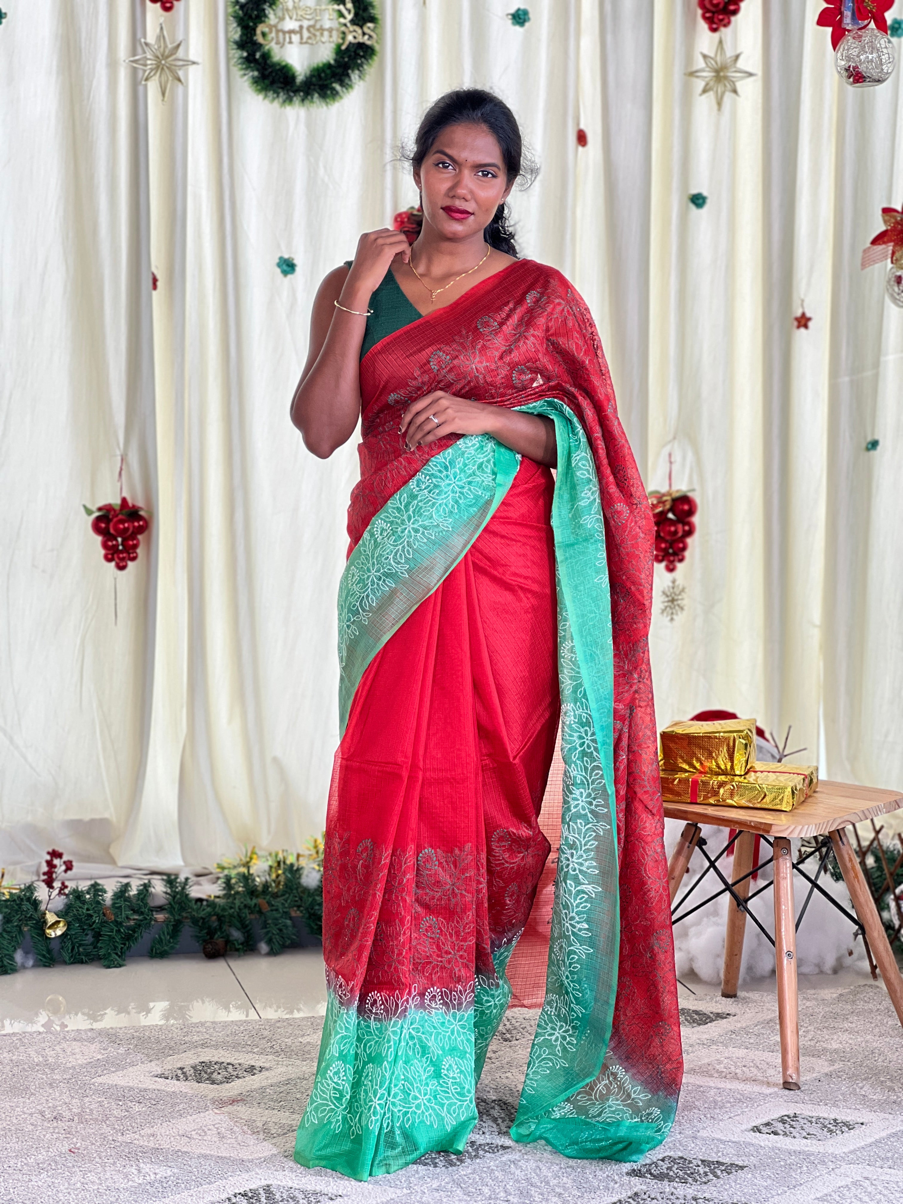 Machine Embroidery Silky Kota Saree | NHH573